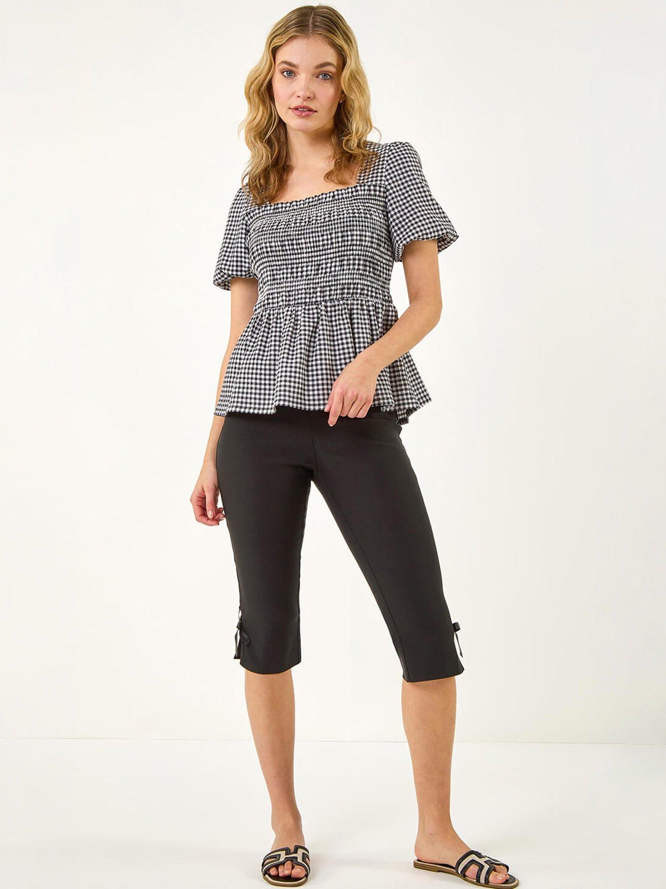 Image 5 of 5 of Roman Dusk Gingham Shirred Peplum Top