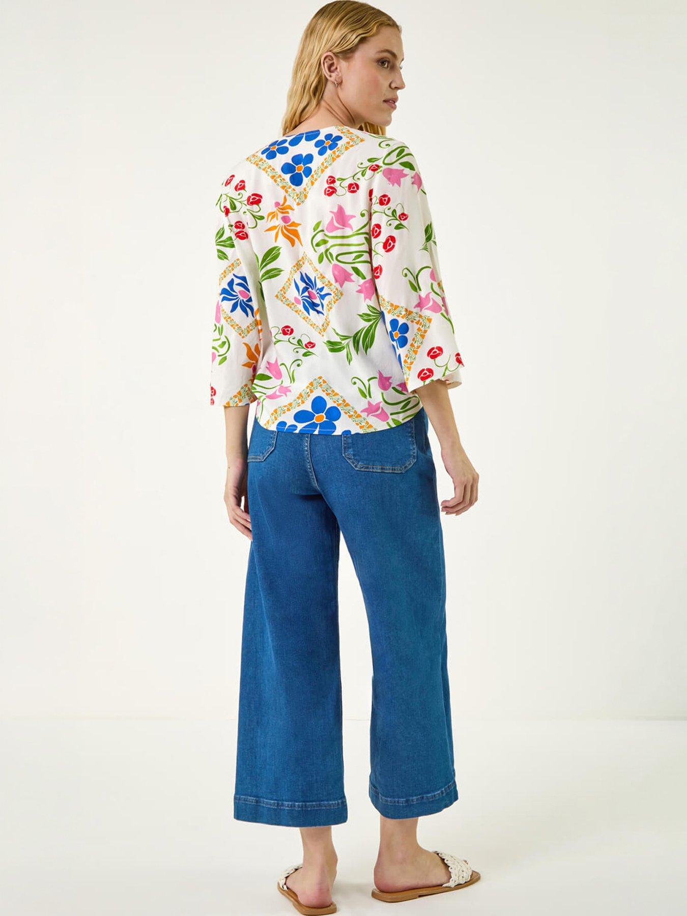 Image 2 of 5 of Roman Floral Tie Front Blouse