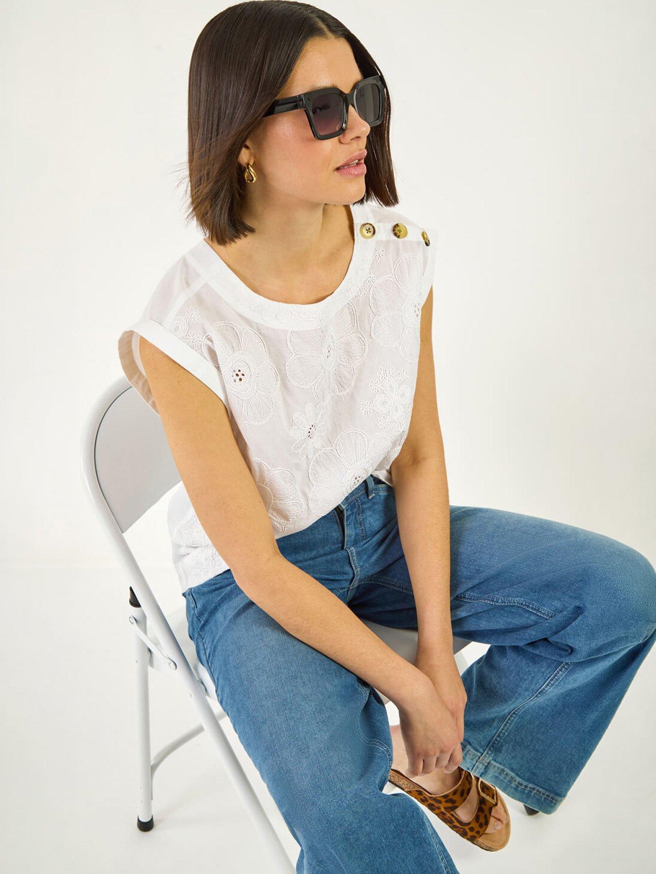 Image 1 of 5 of Roman Floral Embroidered Top