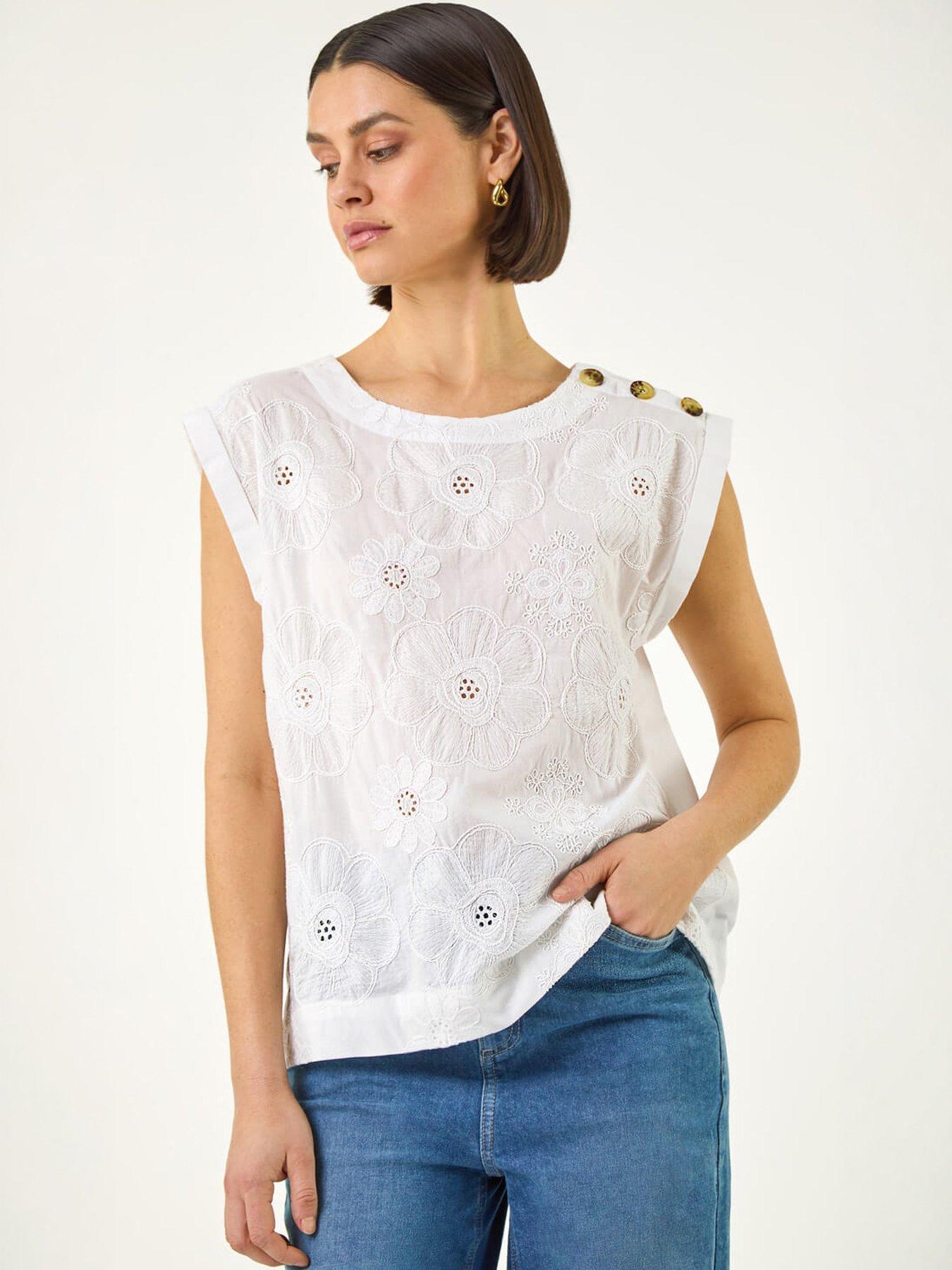 Image 3 of 5 of Roman Floral Embroidered Top