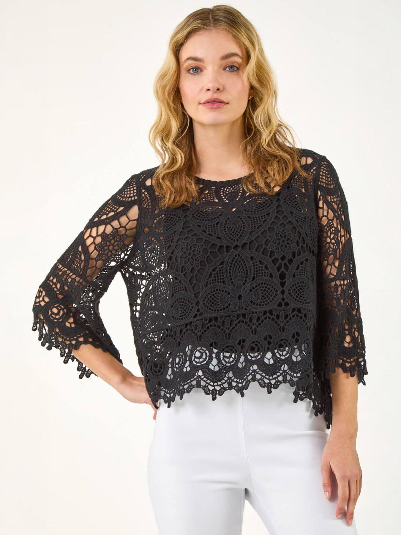 Image 3 of 5 of Roman Dusk Floral Crochet Top