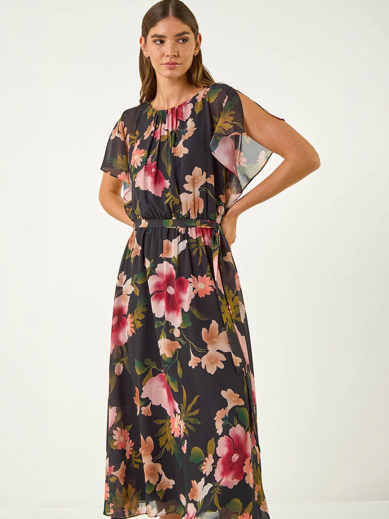  image of roman-floral-split-sleeve-midi-dress