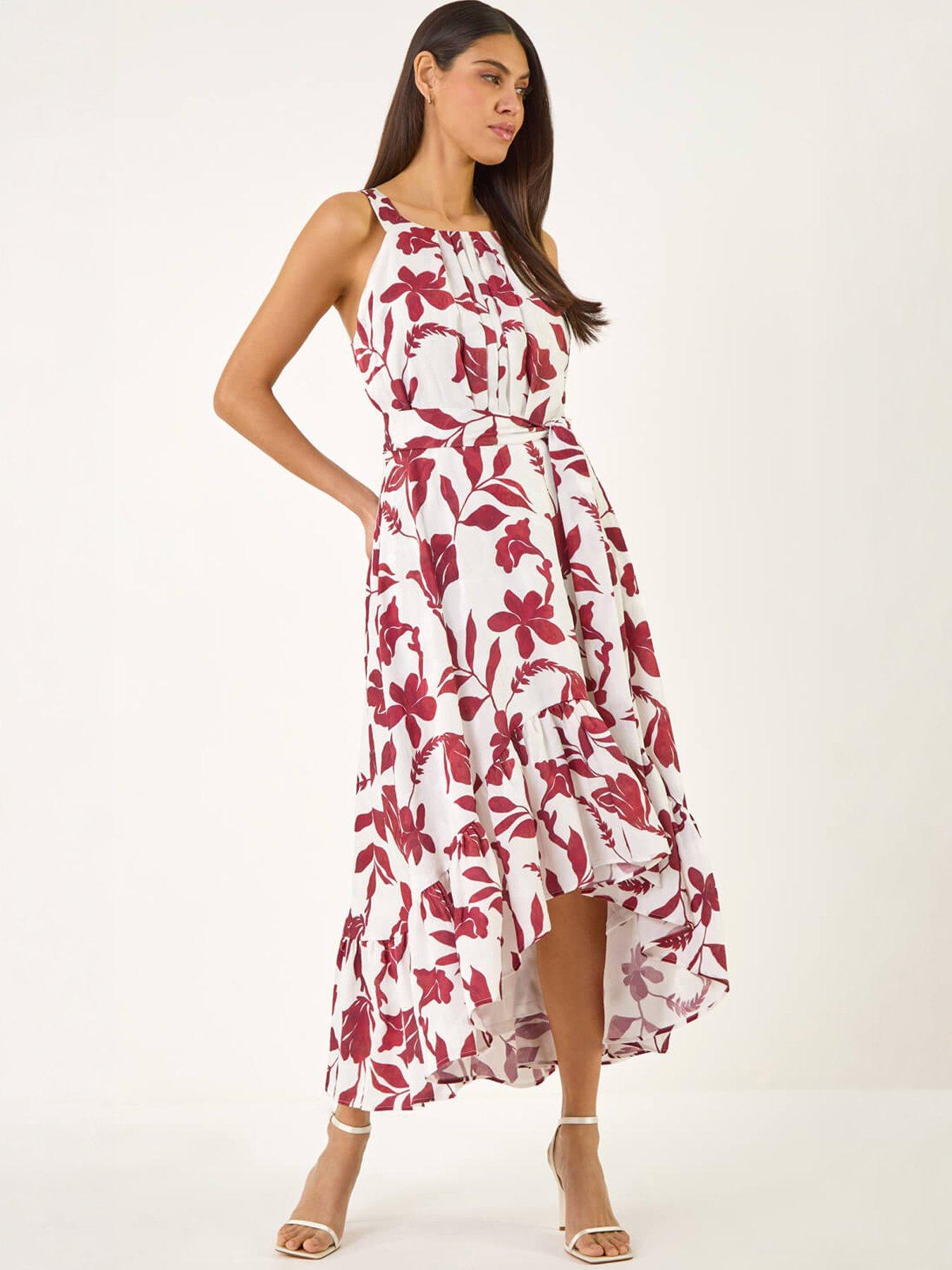 Roman Floral Jacquard Halter Dress
