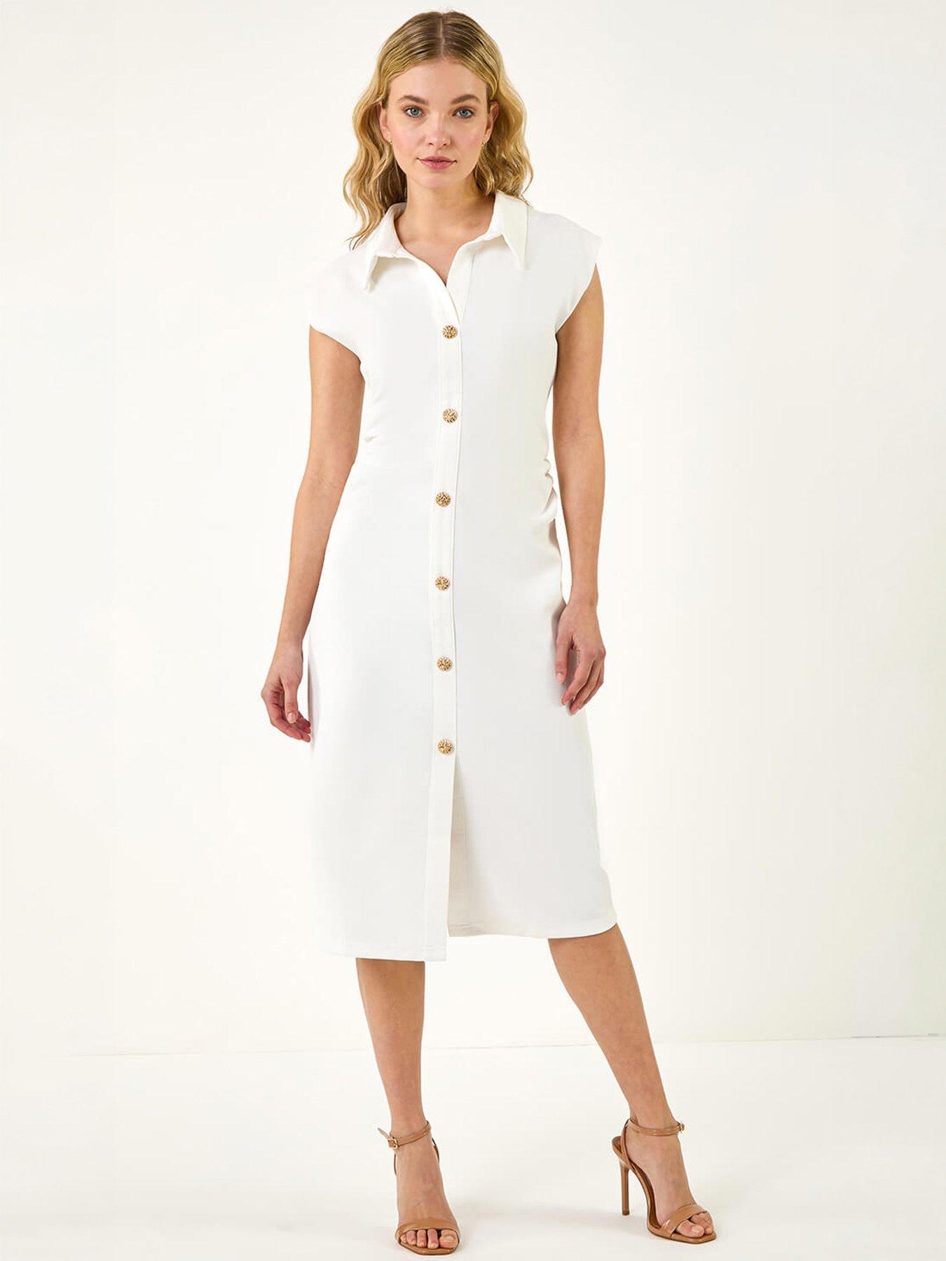  image of roman-dusk-collared-ribbed-midi-dress