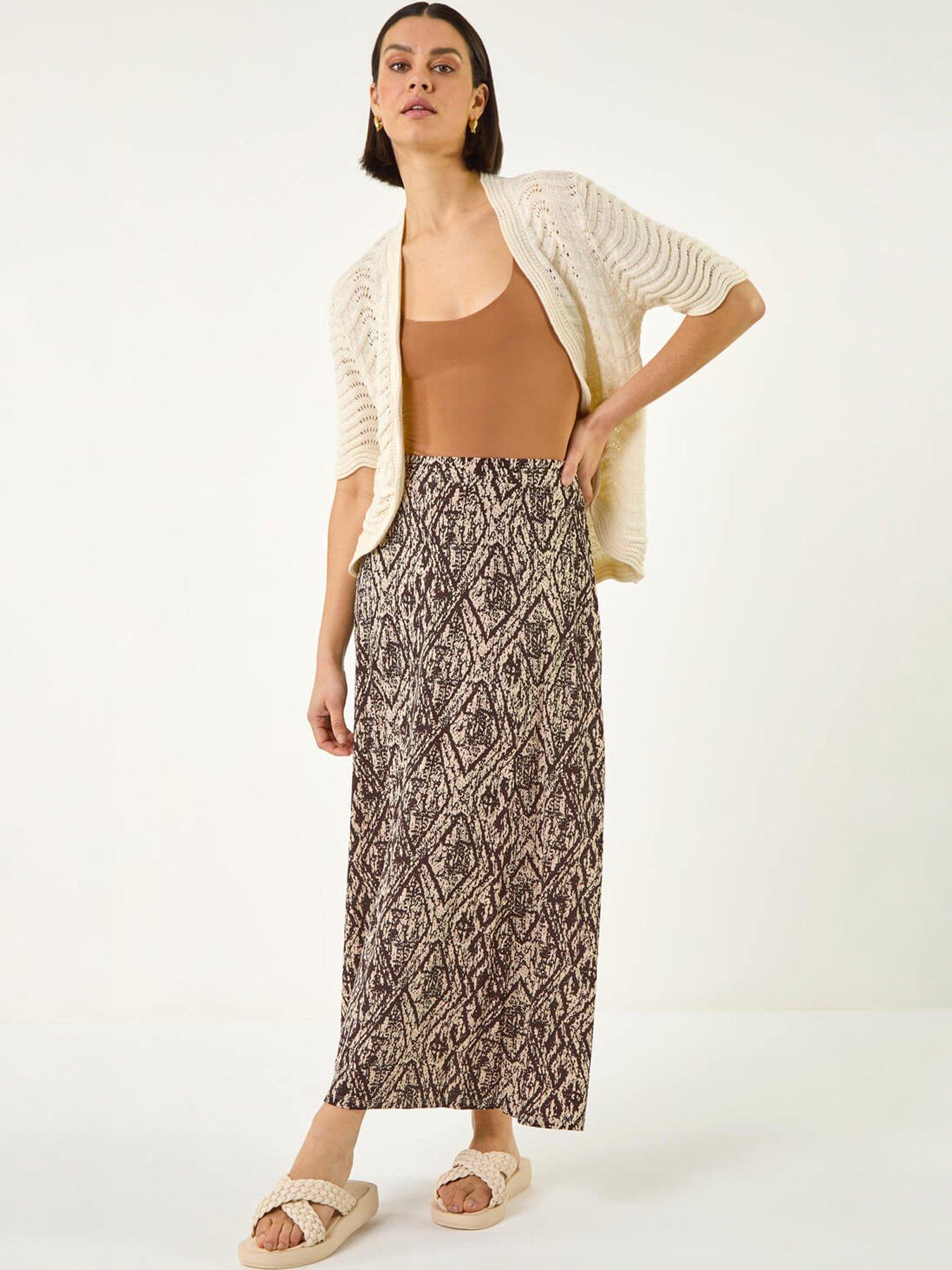  image of roman-abstract-diamond-print-midi-skirt