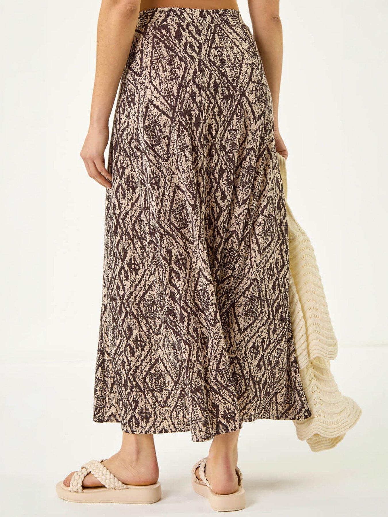  image of roman-abstract-diamond-print-midi-skirt