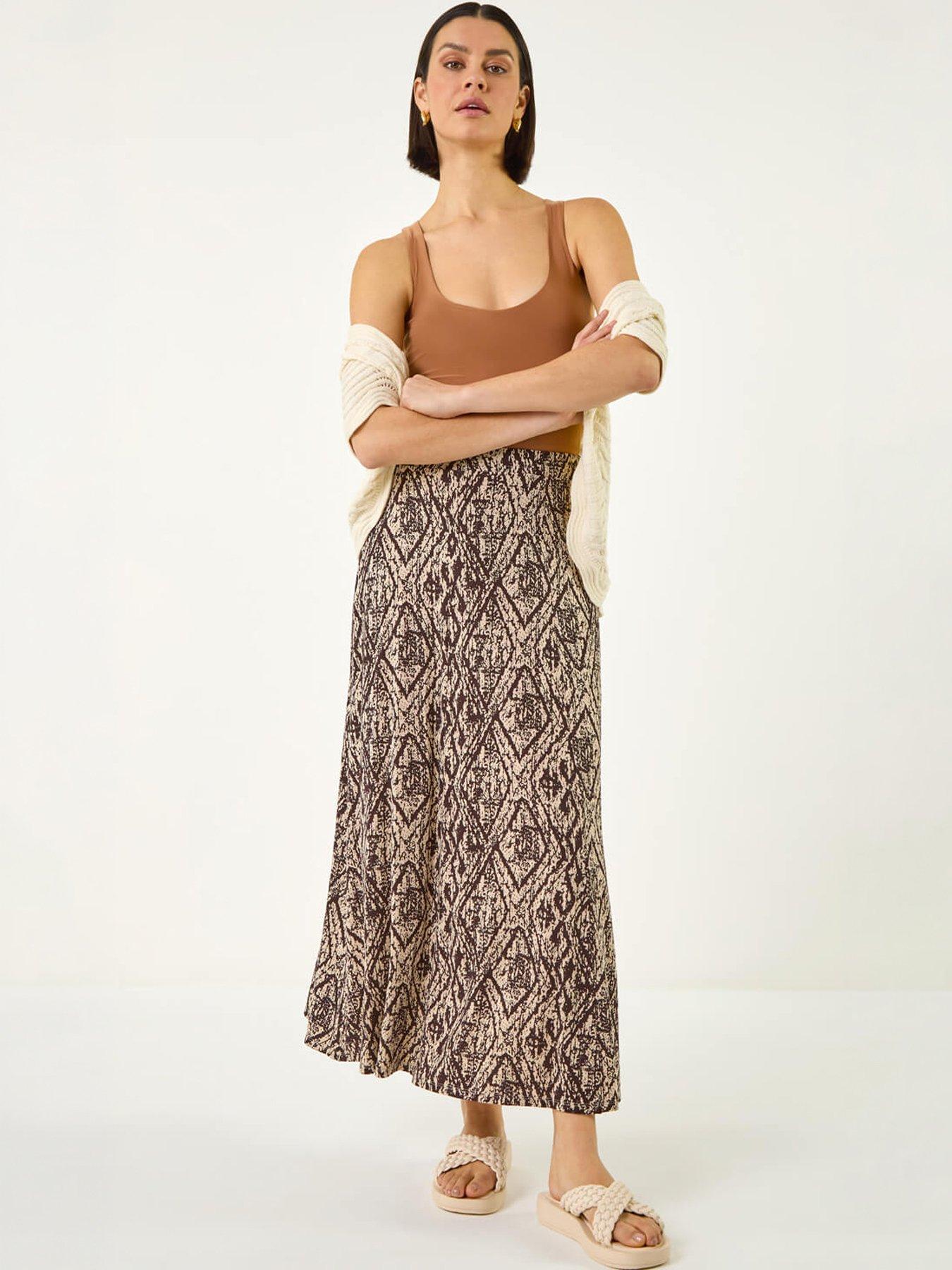  image of roman-abstract-diamond-print-midi-skirt