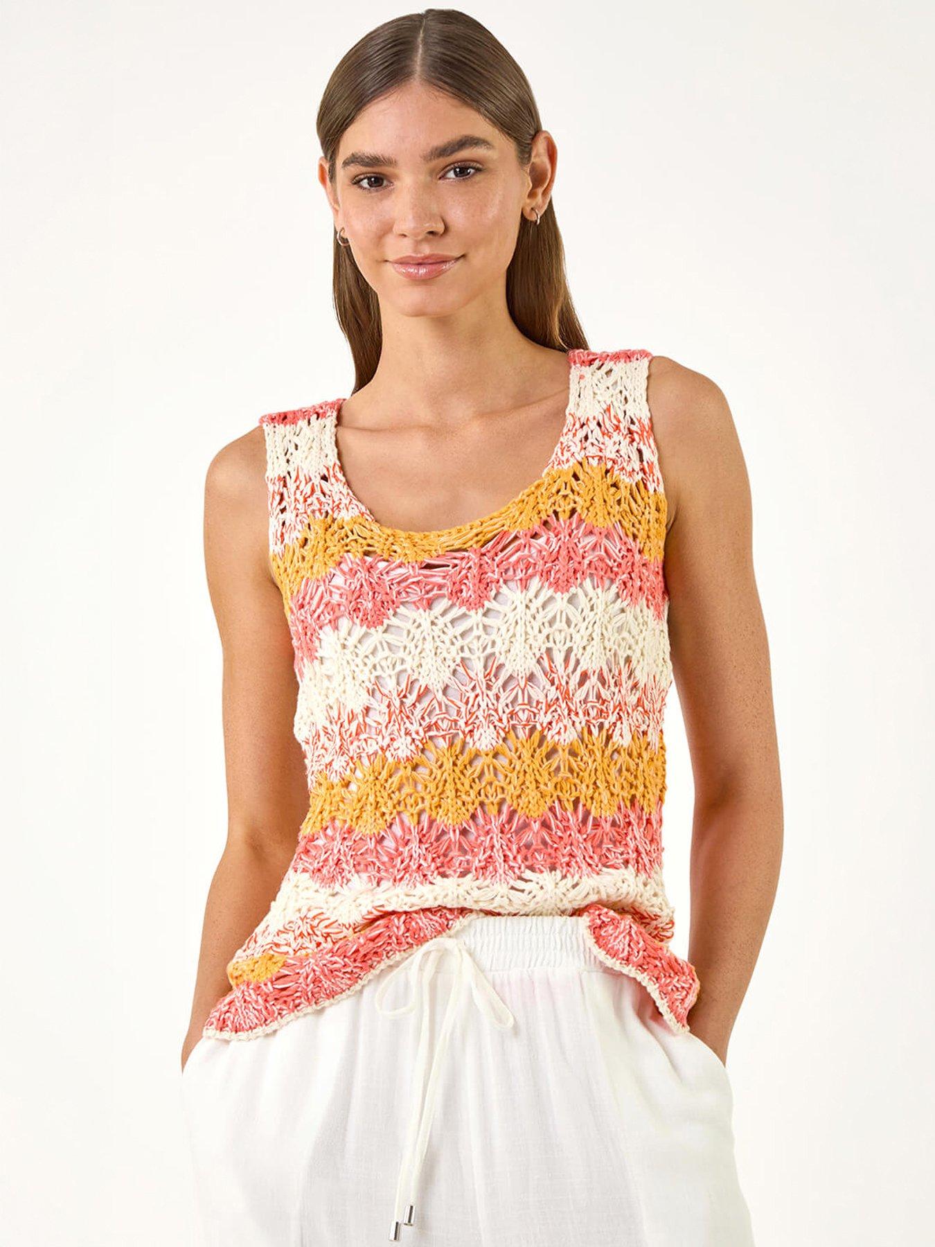 Roman Crochet Stripe Vest