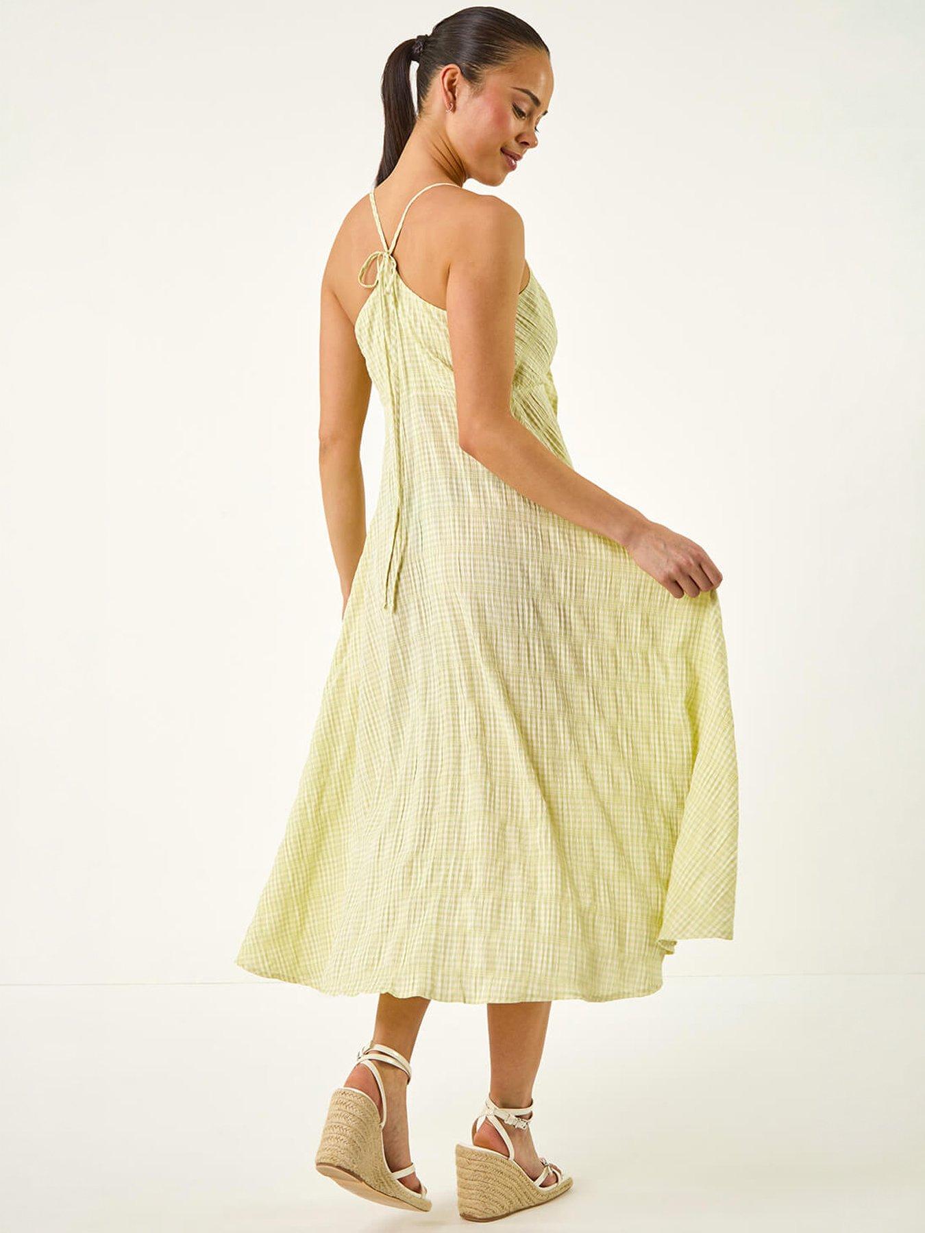 Image 4 of 5 of Roman Petite Gingham Twist Front Dress