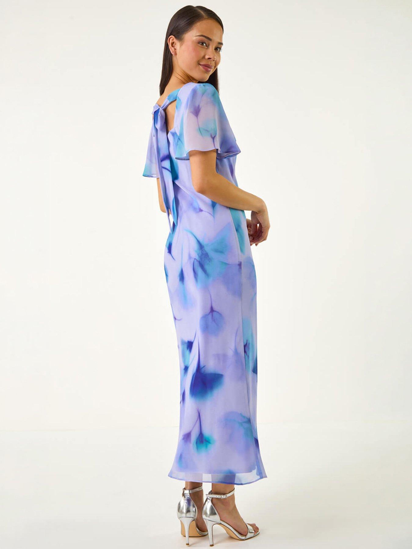 Image 4 of 5 of Roman Petite Floral Cowl Neck Midi Dress