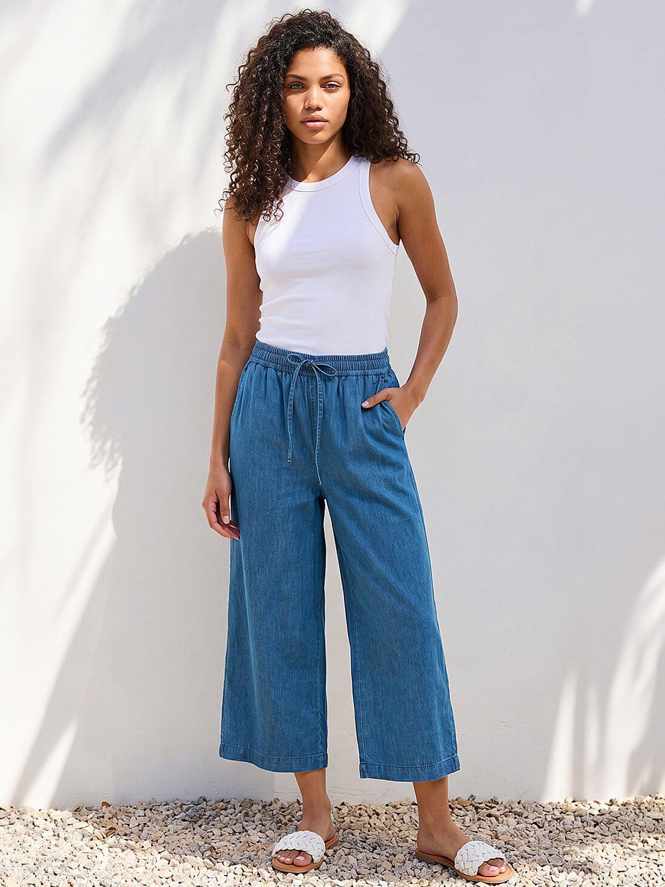Roman Petite Washed Denim Look Trouser