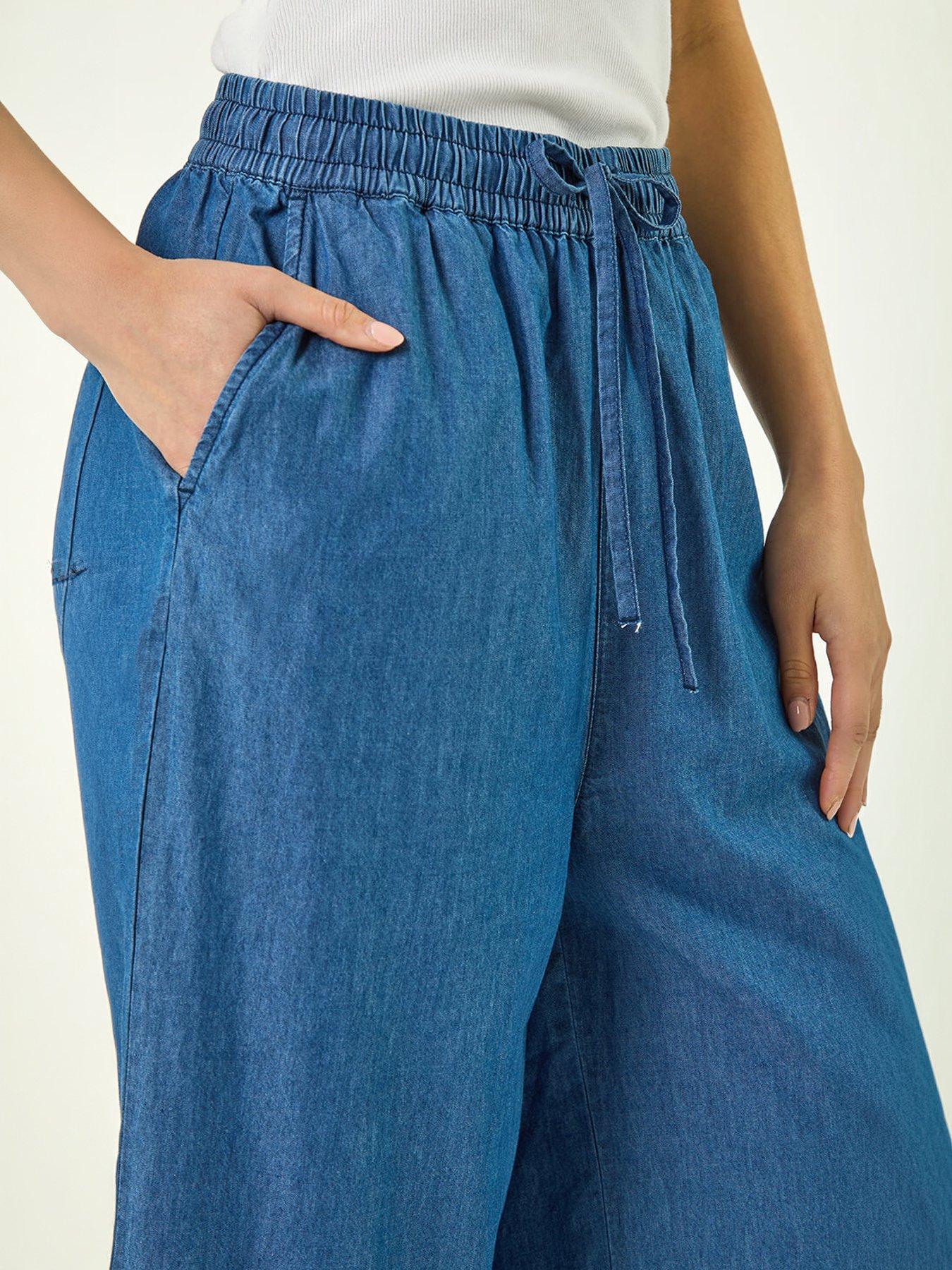 stillFront image of roman-petite-washed-denim-look-trouser