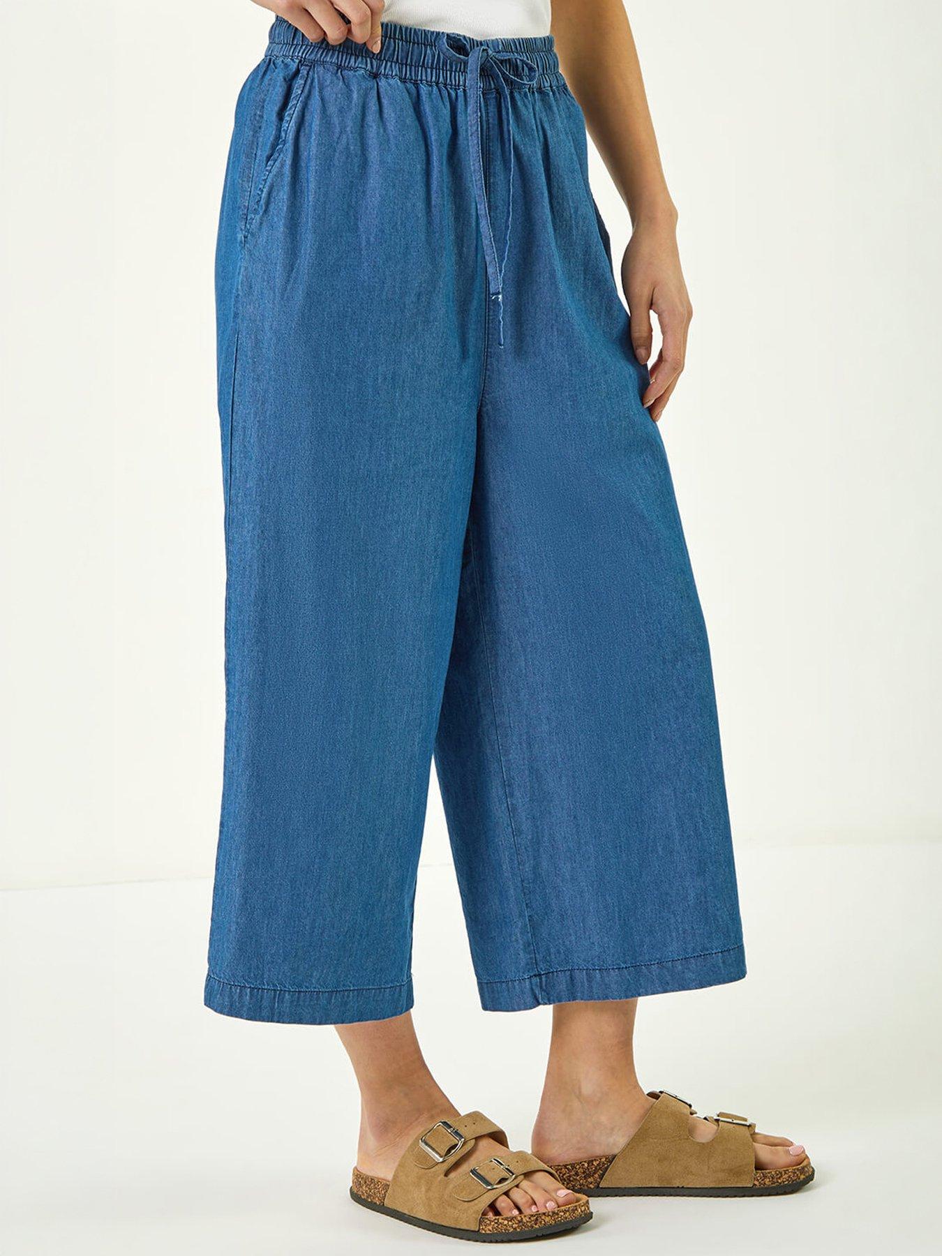  image of roman-petite-washed-denim-look-trouser