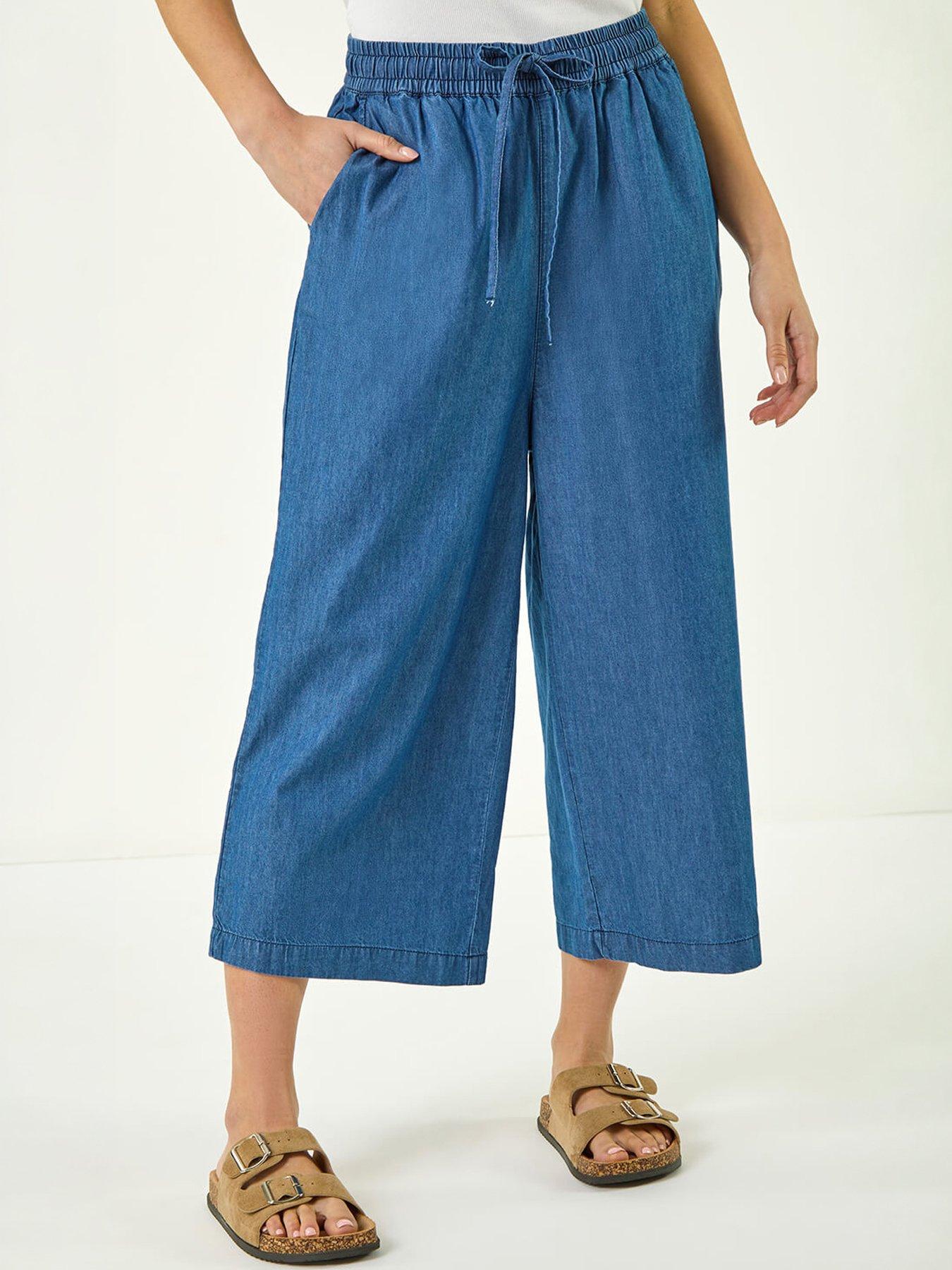  image of roman-petite-washed-denim-look-trouser