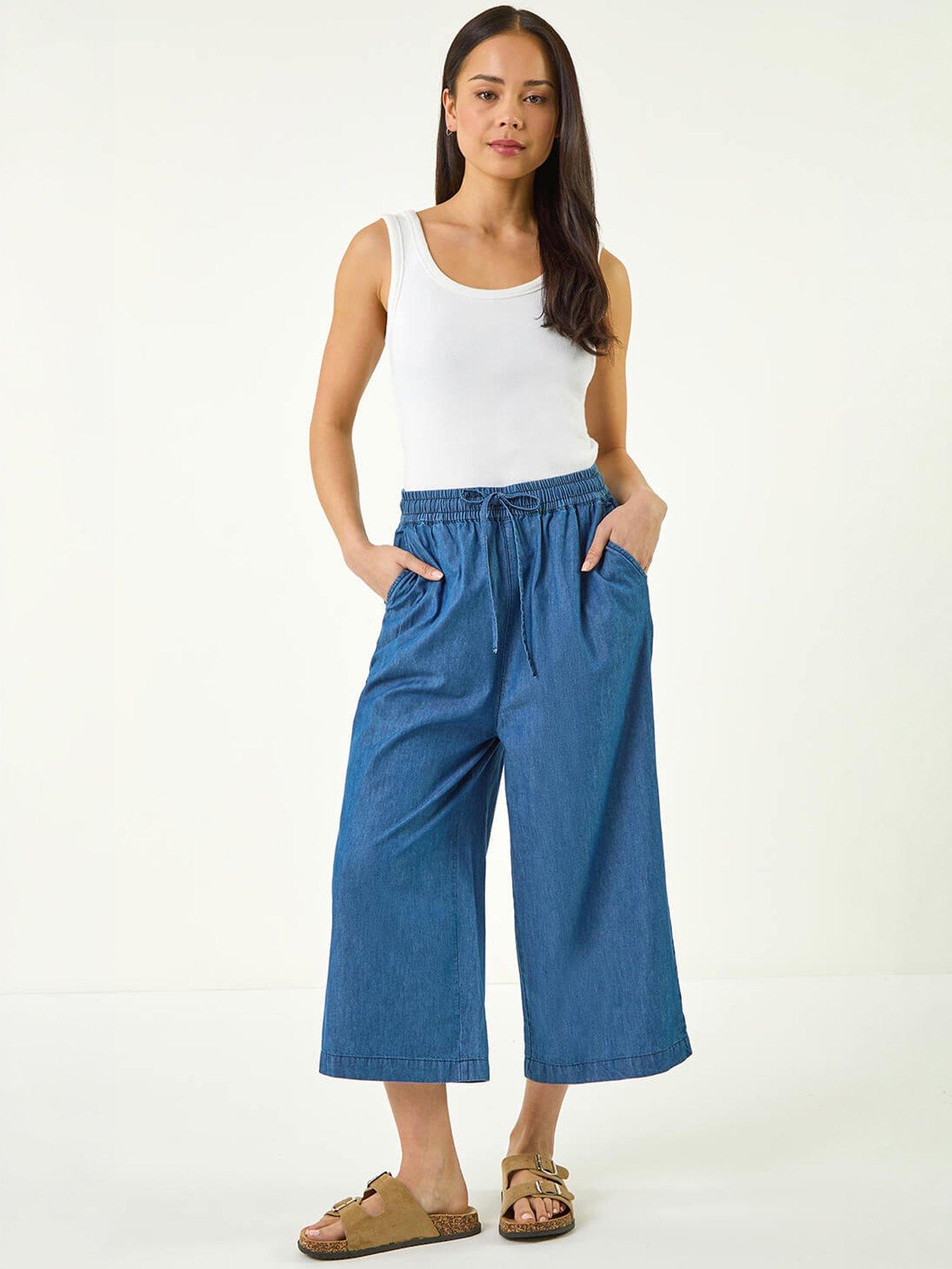  image of roman-petite-washed-denim-look-trouser