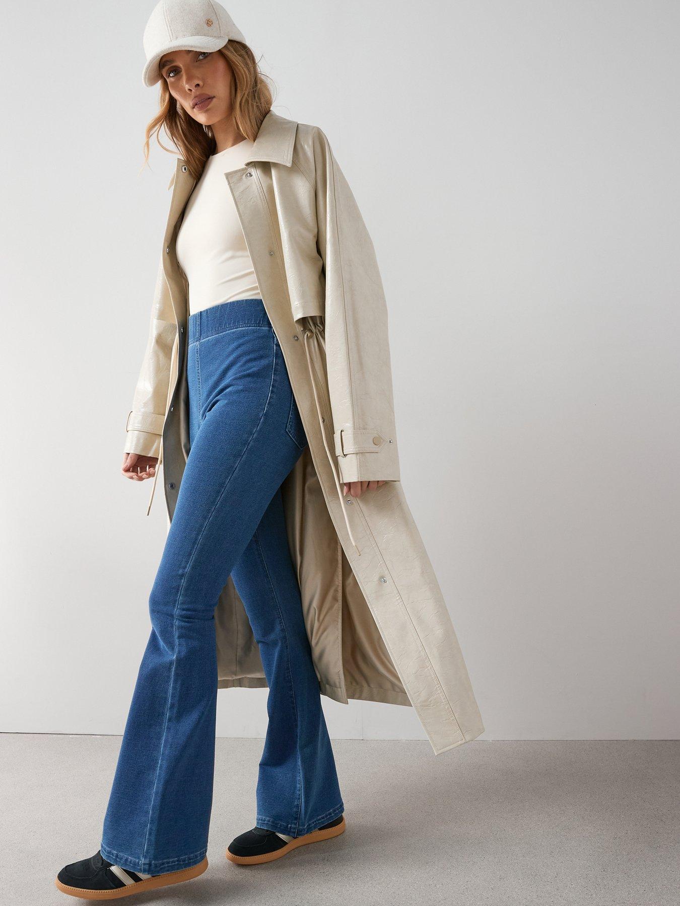 The Very Collection Denim Elasticated Flare Leg Jeans - Mid Wash