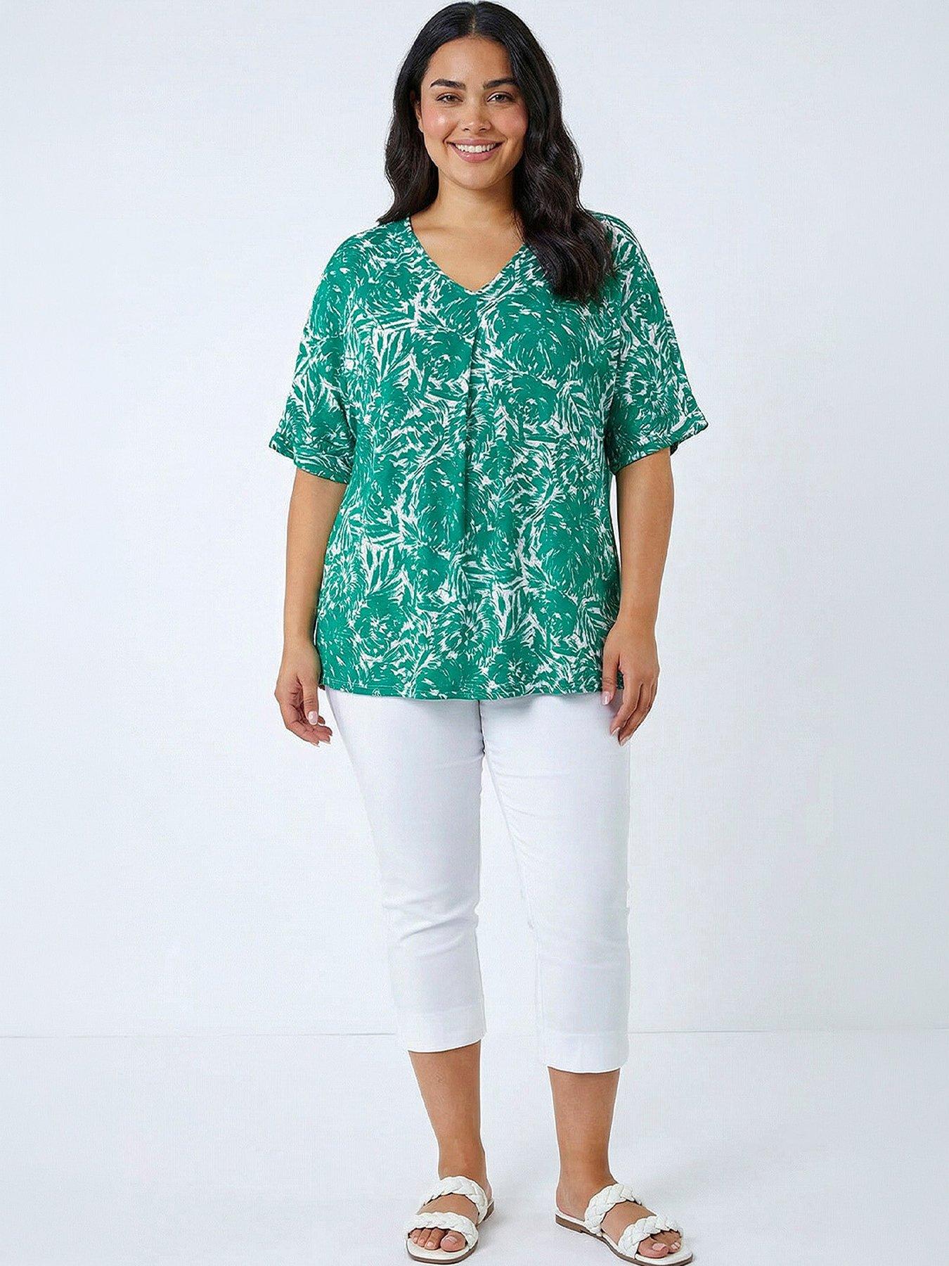 Image 5 of 5 of Roman Curve Abstract Print V-neck Top