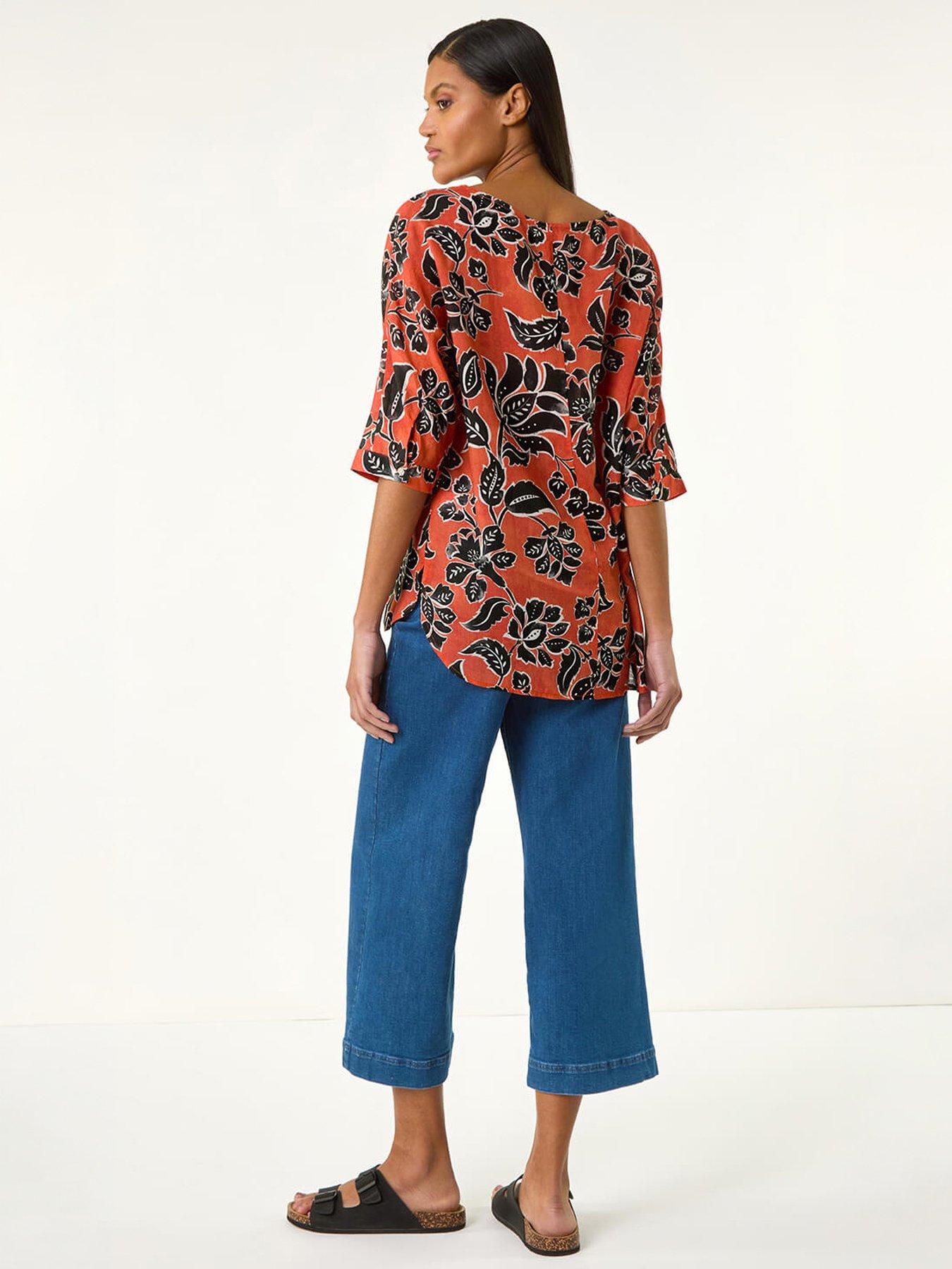  image of roman-floral-print-tunic-top