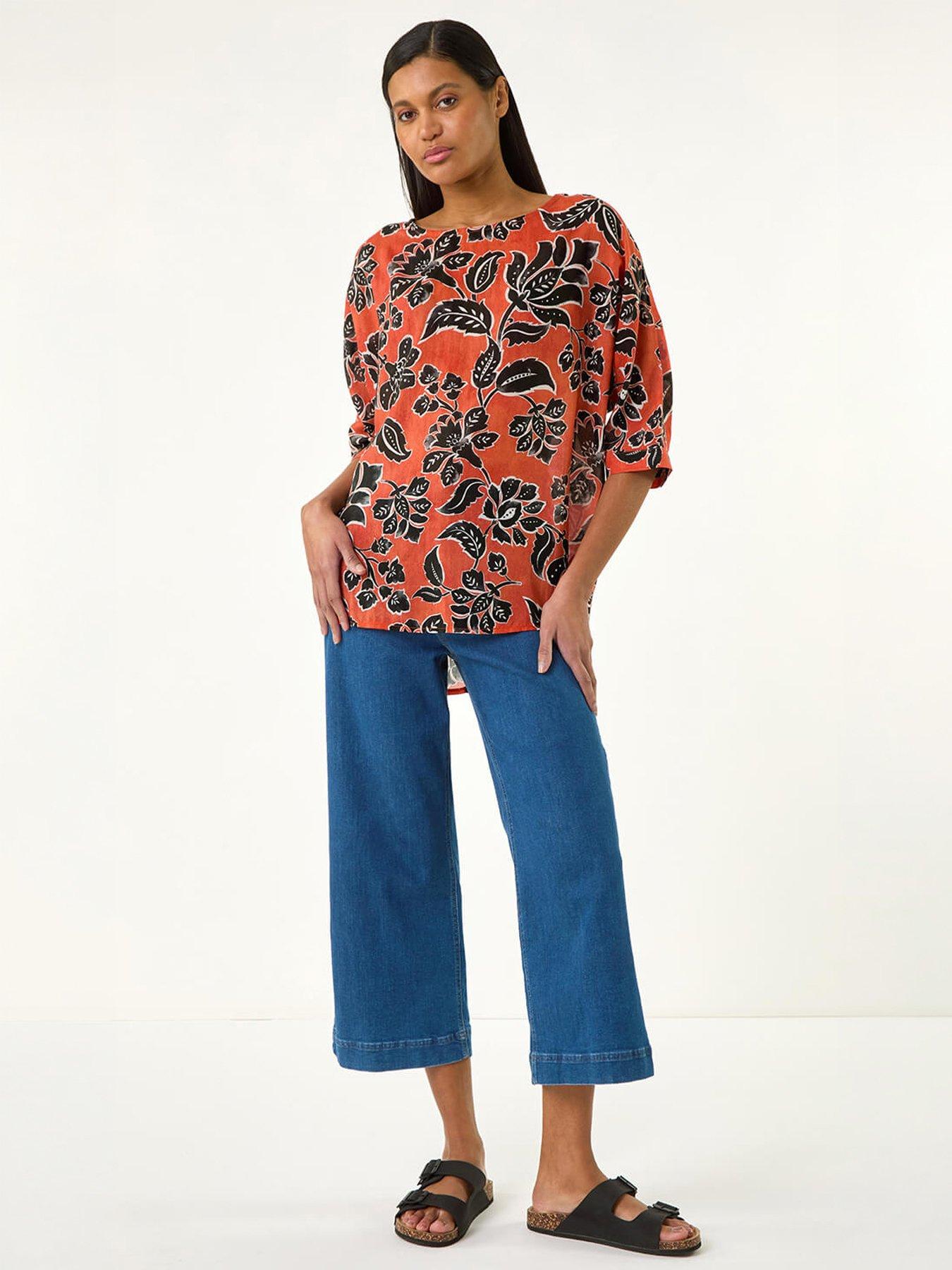  image of roman-floral-print-tunic-top