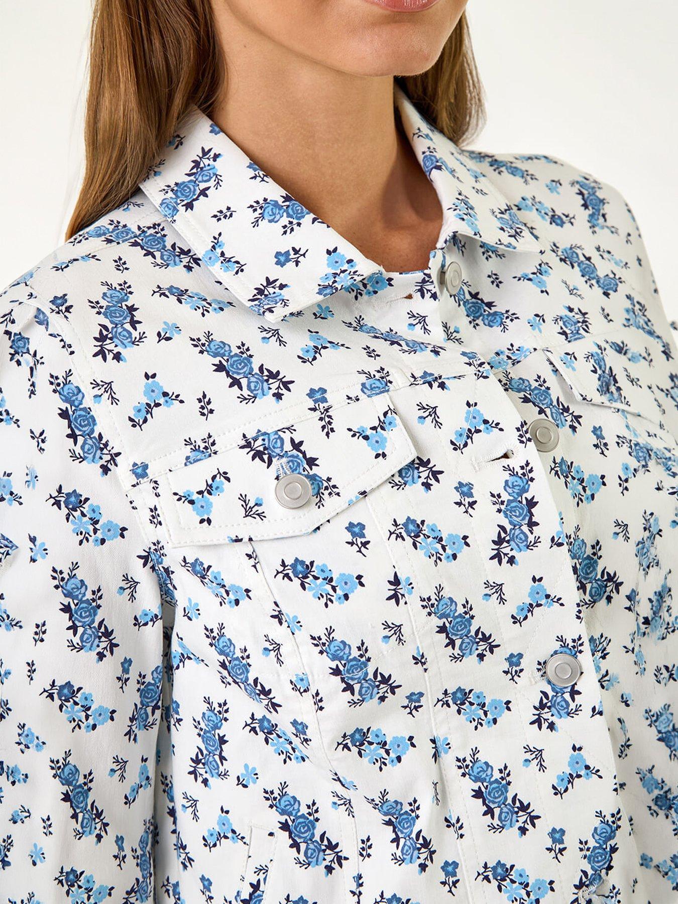 Image 2 of 5 of Roman Floral Print Bengaline Denim Jacket