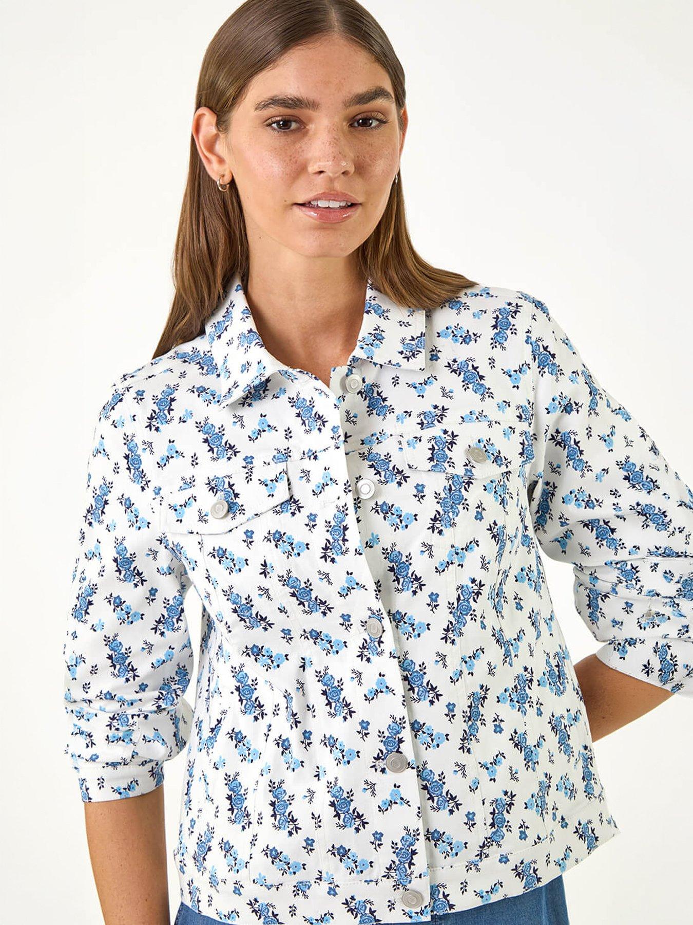 Image 3 of 5 of Roman Floral Print Bengaline Denim Jacket