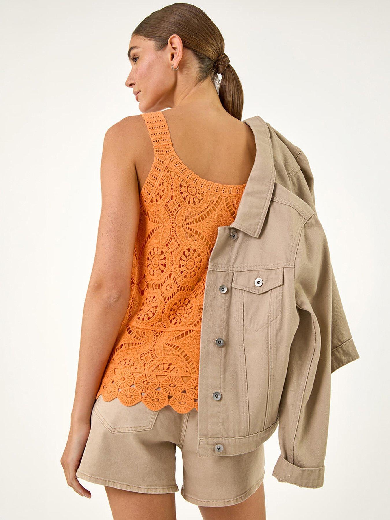 Roman Cotton Crochet Knit Vest Top