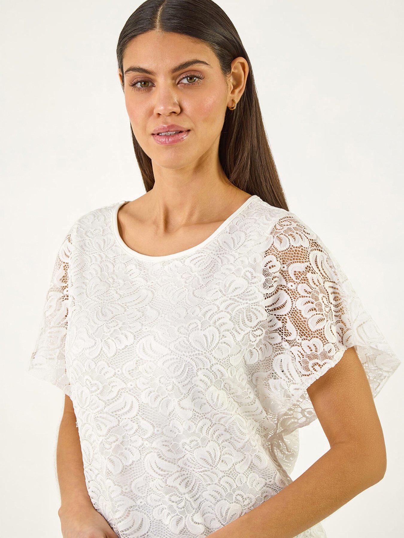 Image 3 of 5 of Roman Lace Stretch Banded Hem Top