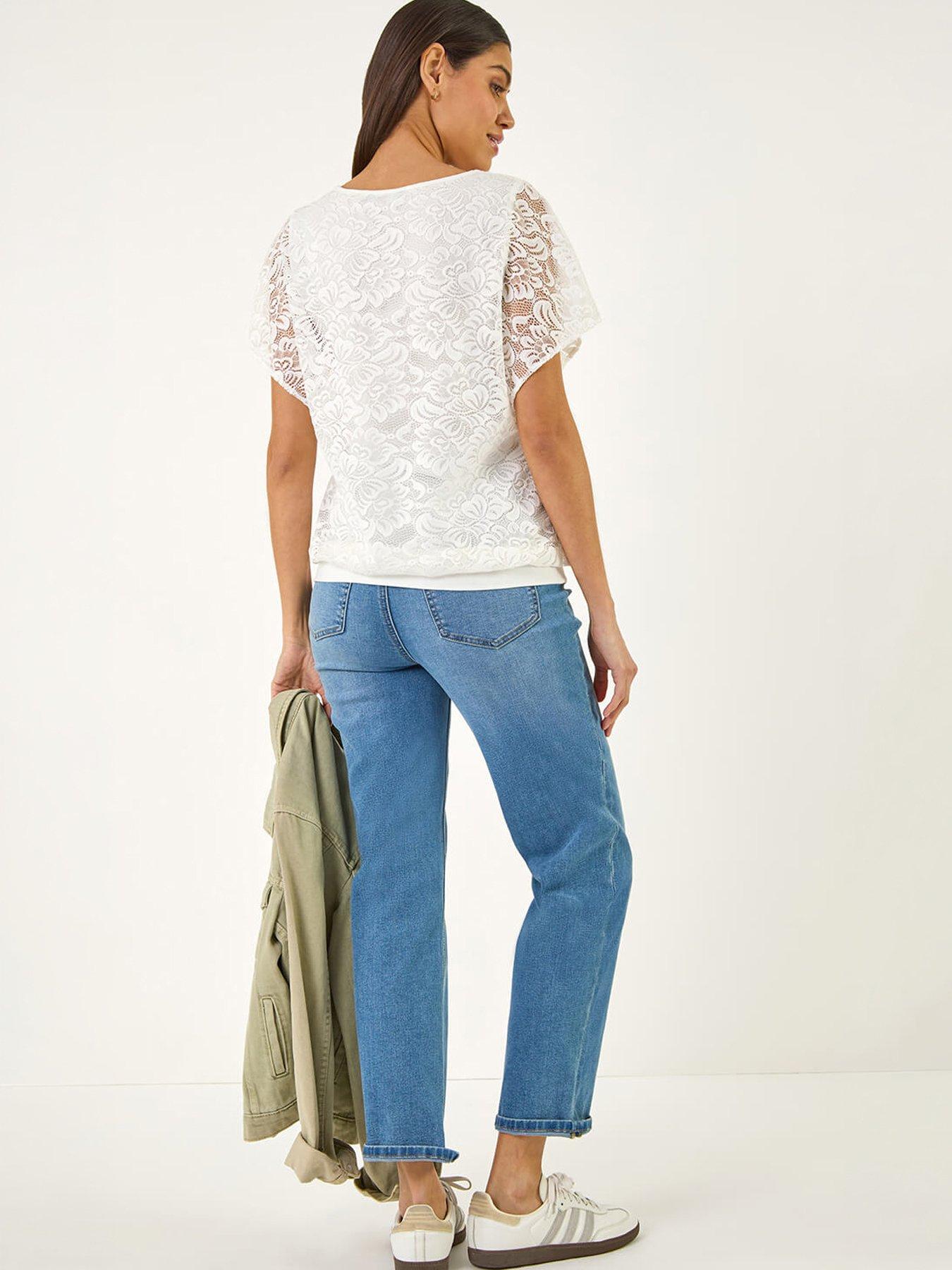 Image 4 of 5 of Roman Lace Stretch Banded Hem Top