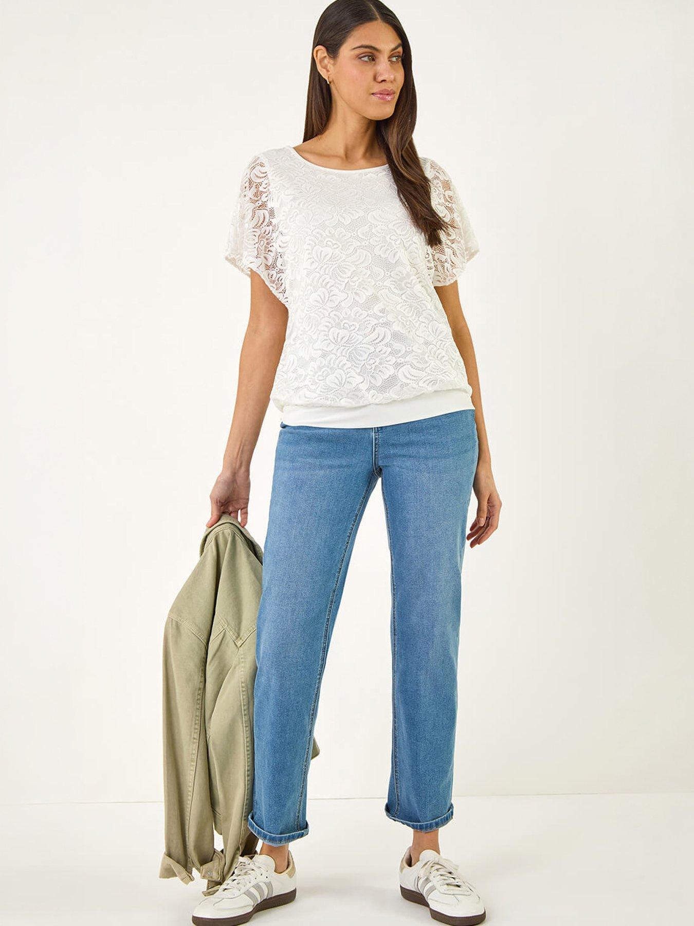 Image 5 of 5 of Roman Lace Stretch Banded Hem Top