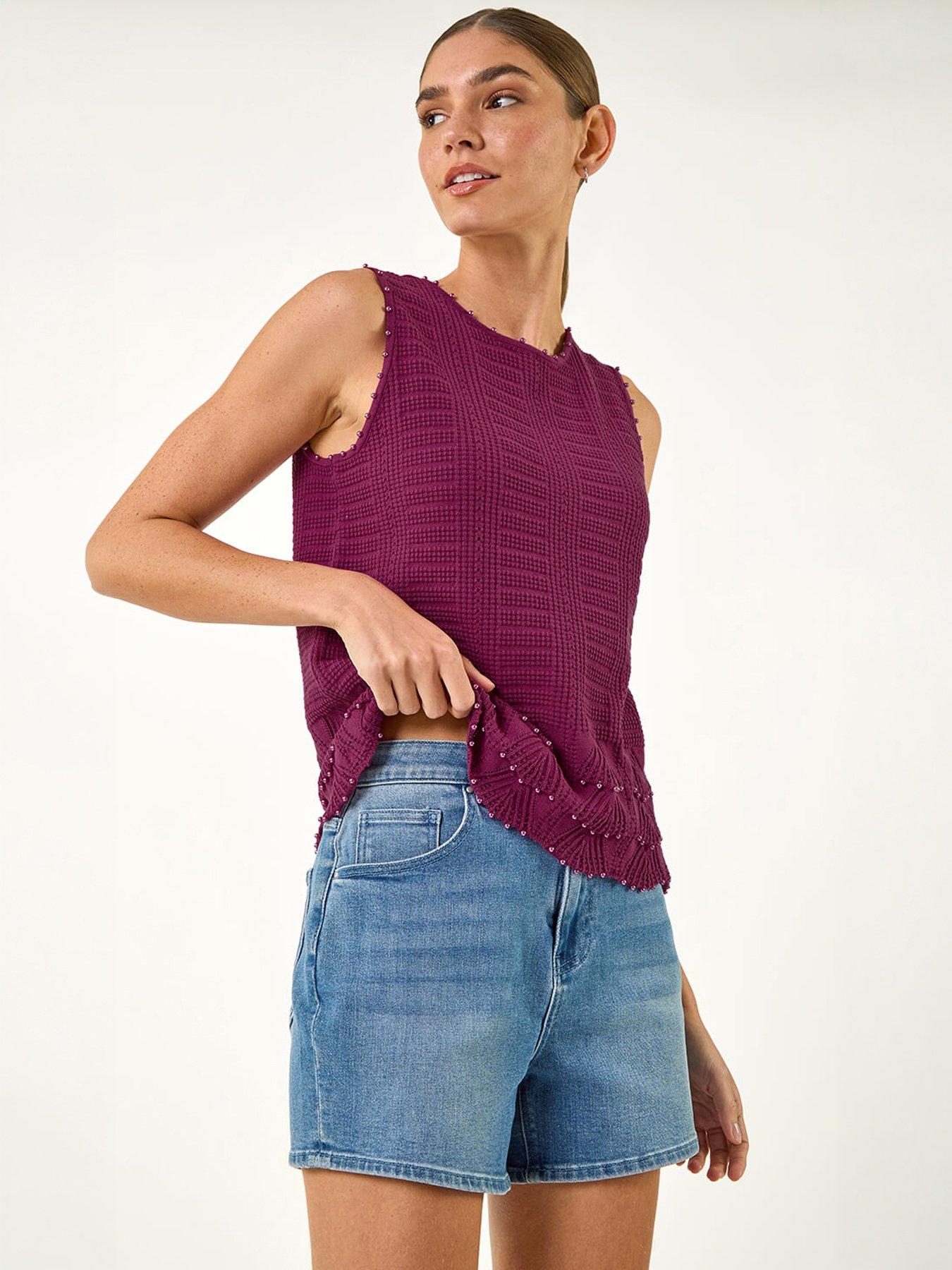 Roman Pearl Trim Knitted Vest
