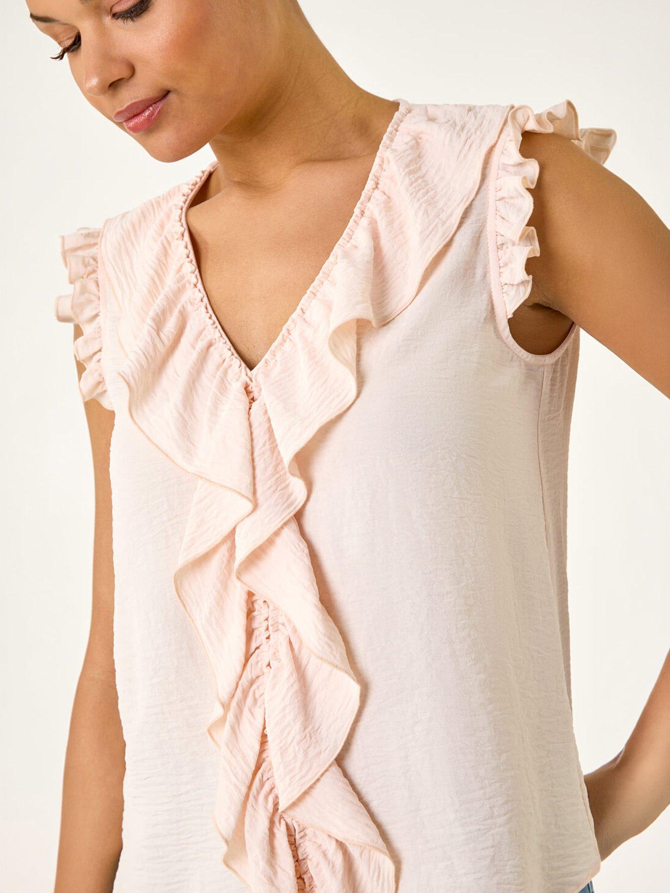 Image 2 of 5 of Roman V-neck Ruffle Front Vest Top
