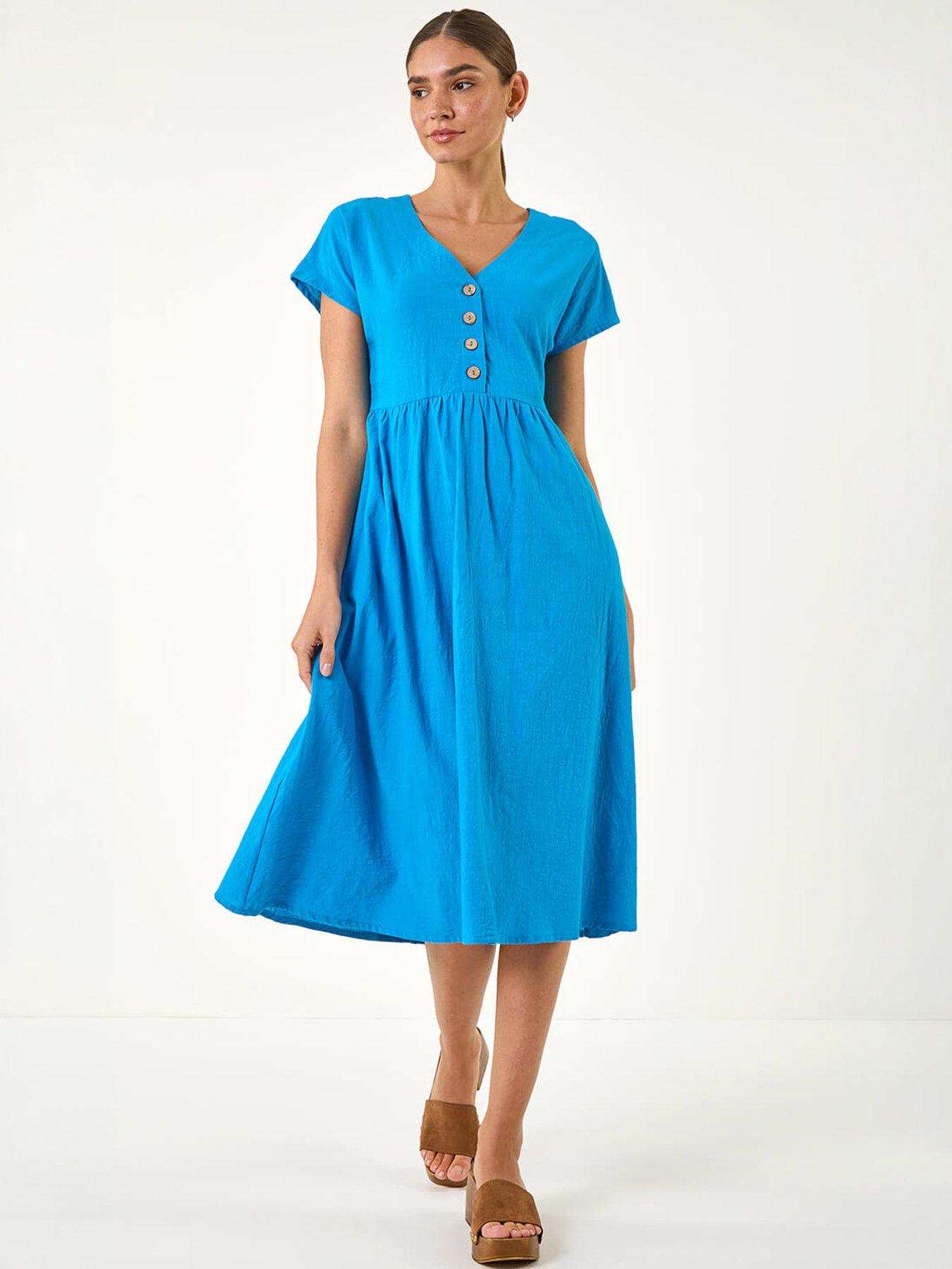  image of roman-linen-look-button-midi-dress