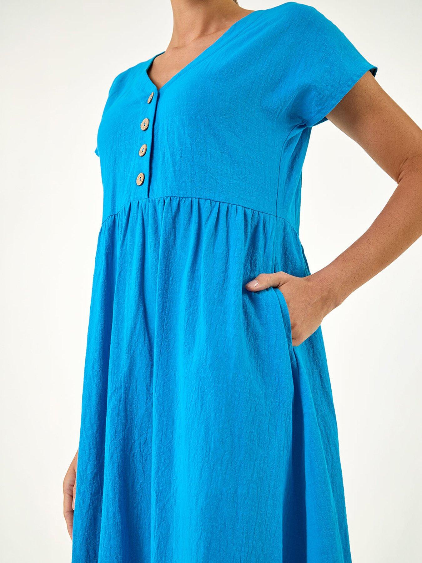 image of roman-linen-look-button-midi-dress