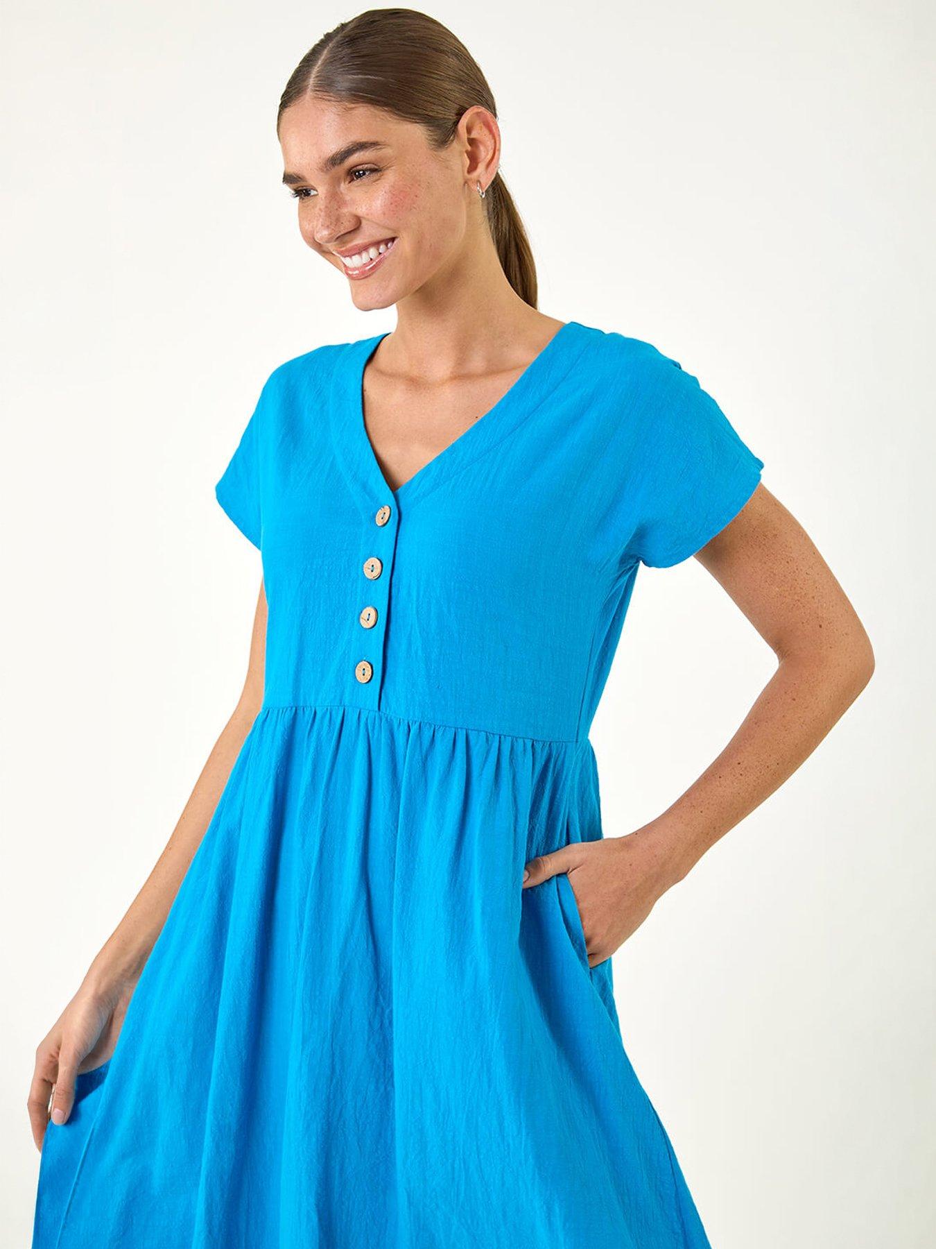  image of roman-linen-look-button-midi-dress