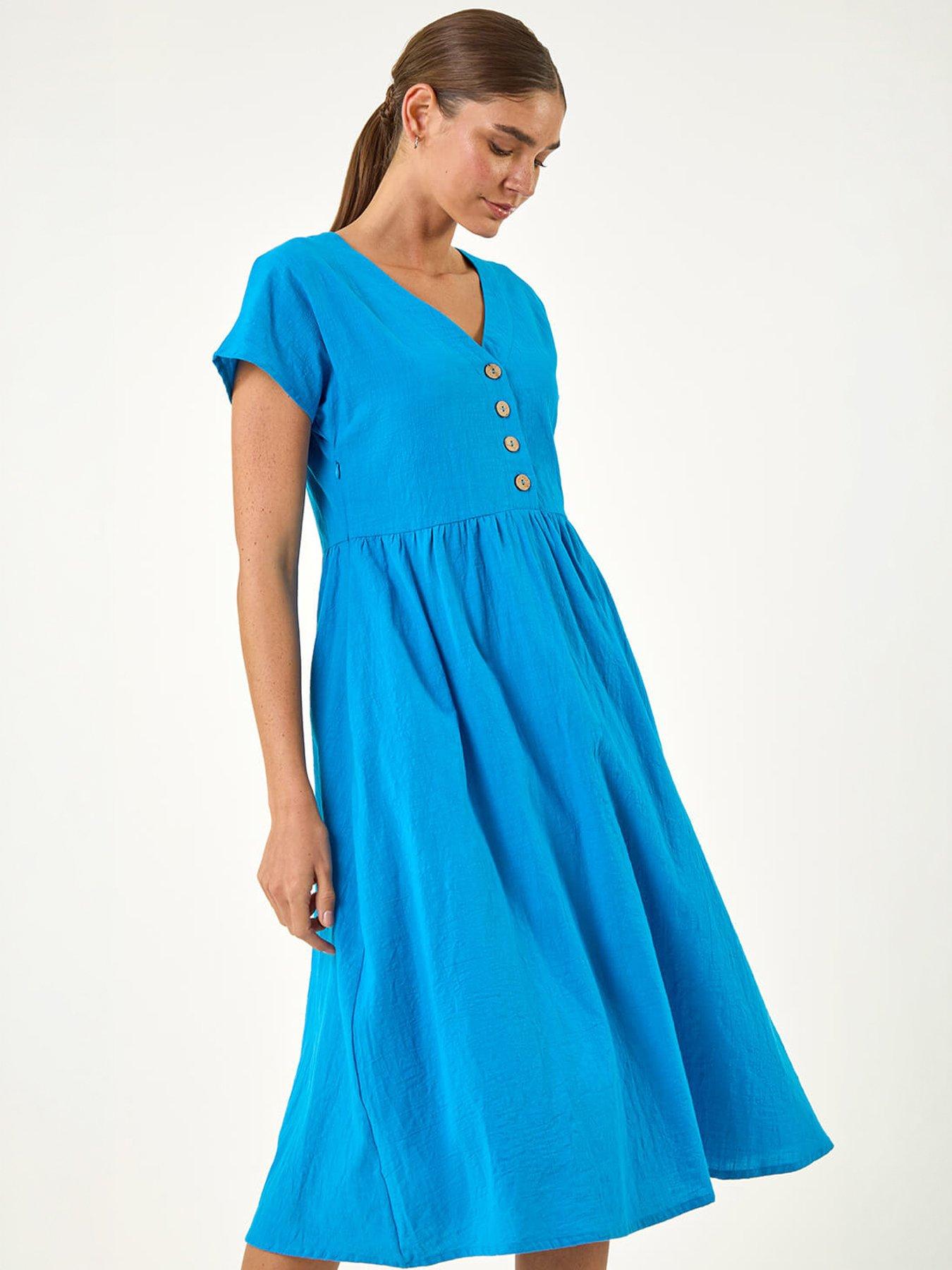  image of roman-linen-look-button-midi-dress