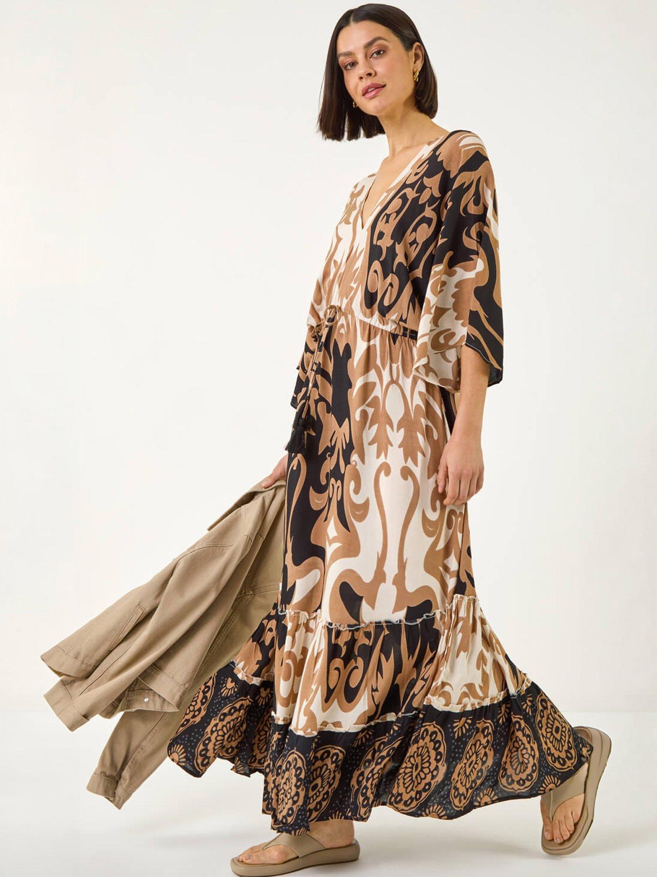 front image of roman-boho-border-print-maxi-dress