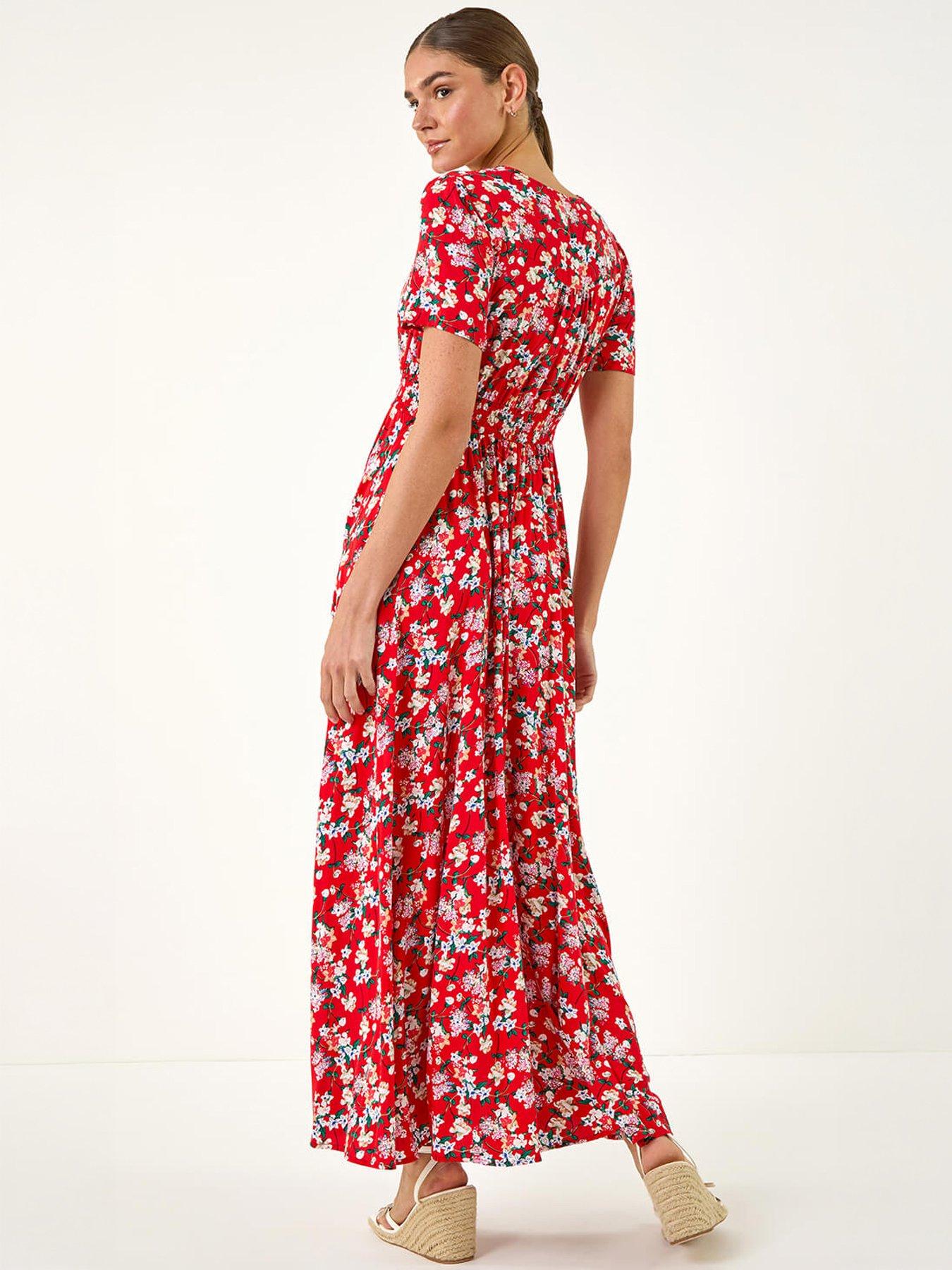  image of roman-floral-print-button-midi-dress