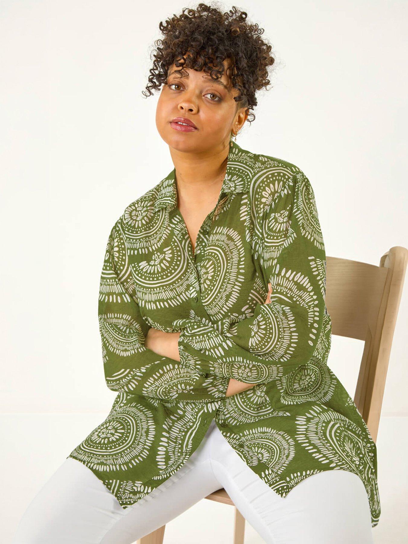 Roman Curve Abstract Print Woven Shirt