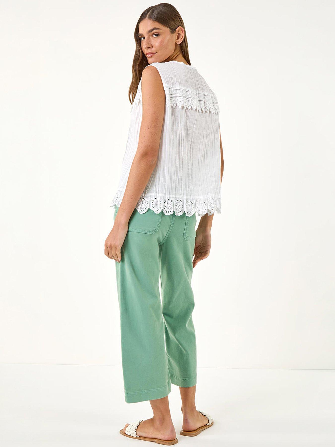 Image 4 of 5 of Roman Cotton Lace Crinkle Blouse