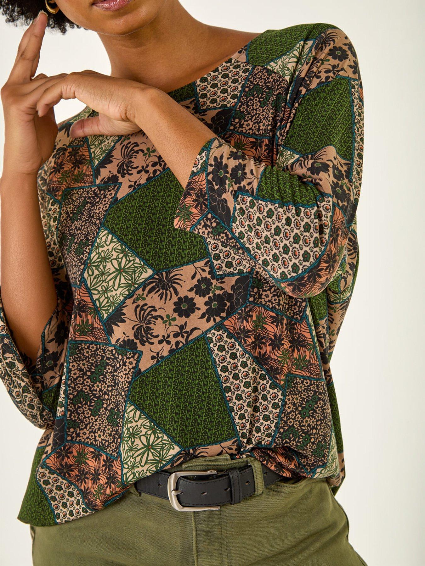 Image 2 of 5 of Roman Floral Patchwork Stretch Top