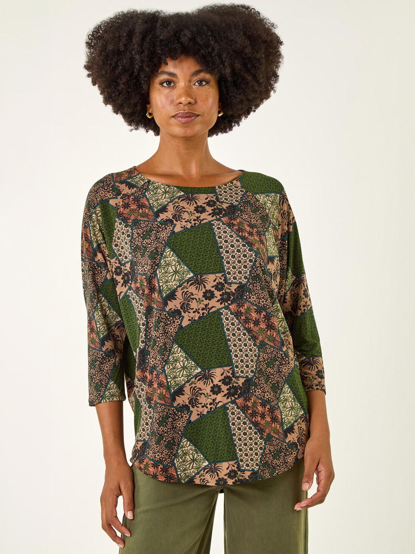 Image 3 of 5 of Roman Floral Patchwork Stretch Top
