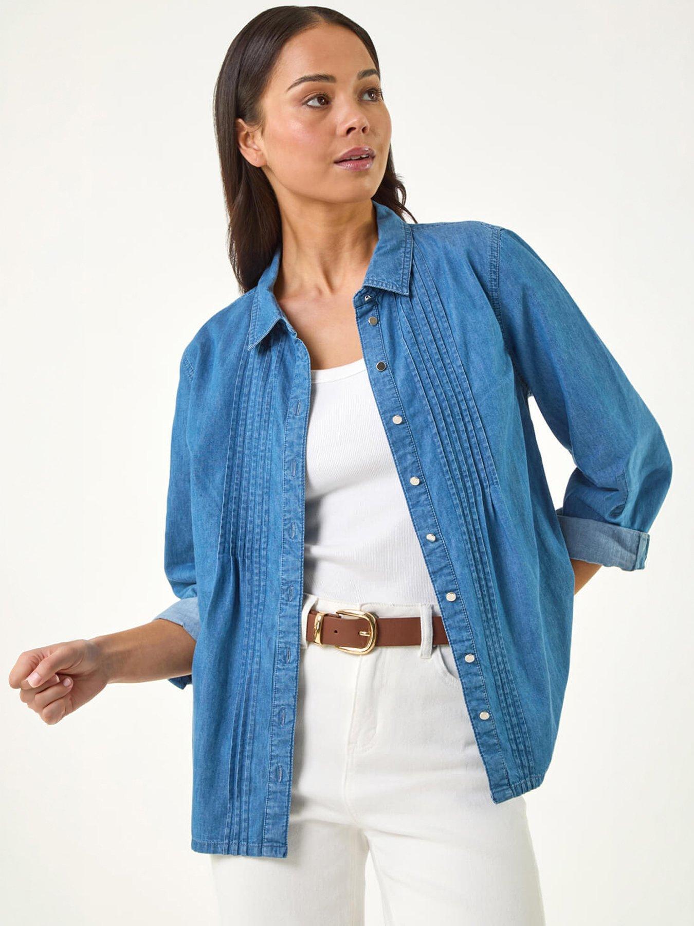 Roman Petite Pintuck Buttoned Blouse