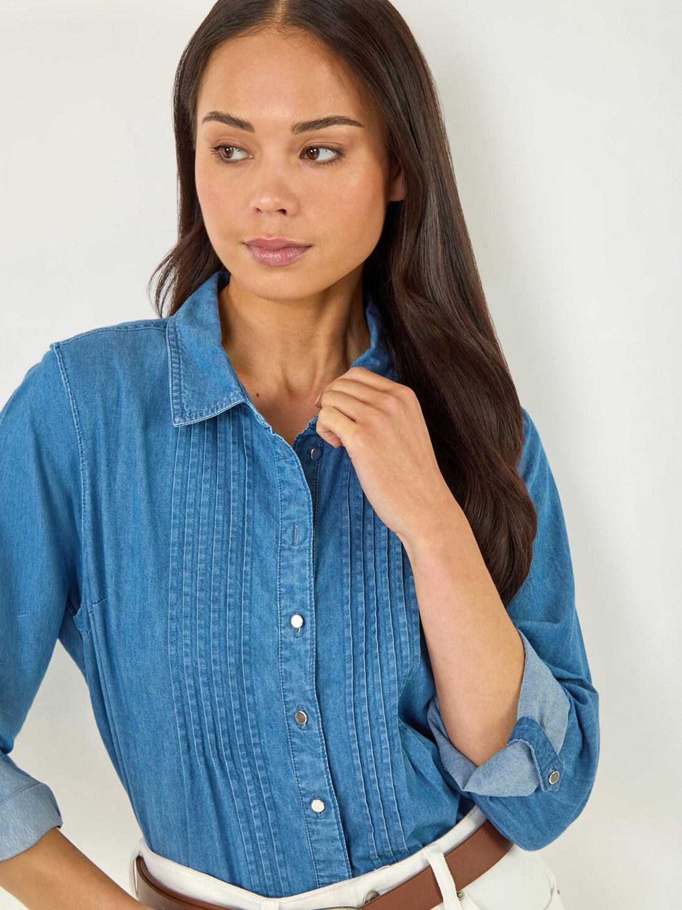 image of roman-petite-pintuck-buttoned-blouse