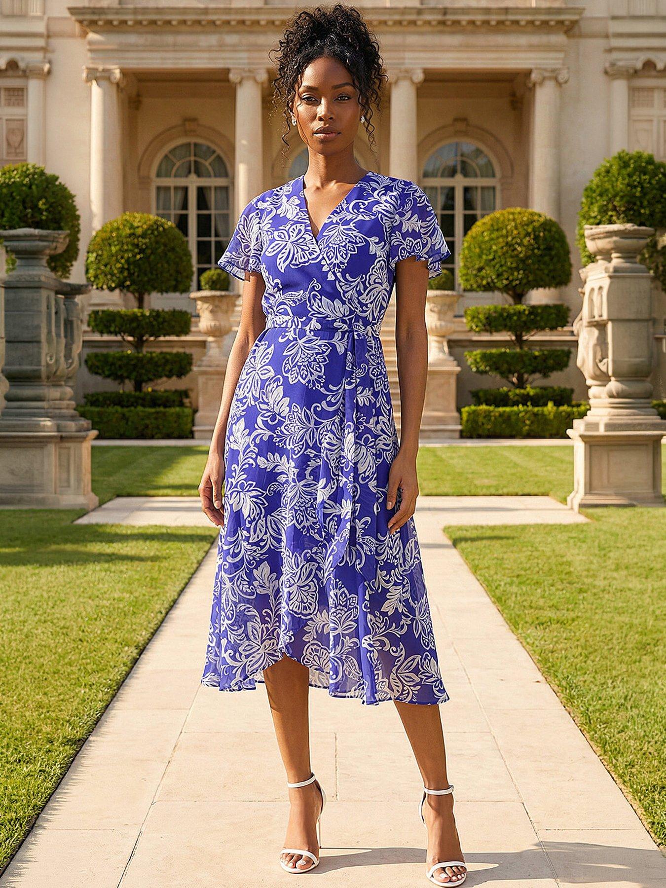 Roman Floral Print Wrap Dress