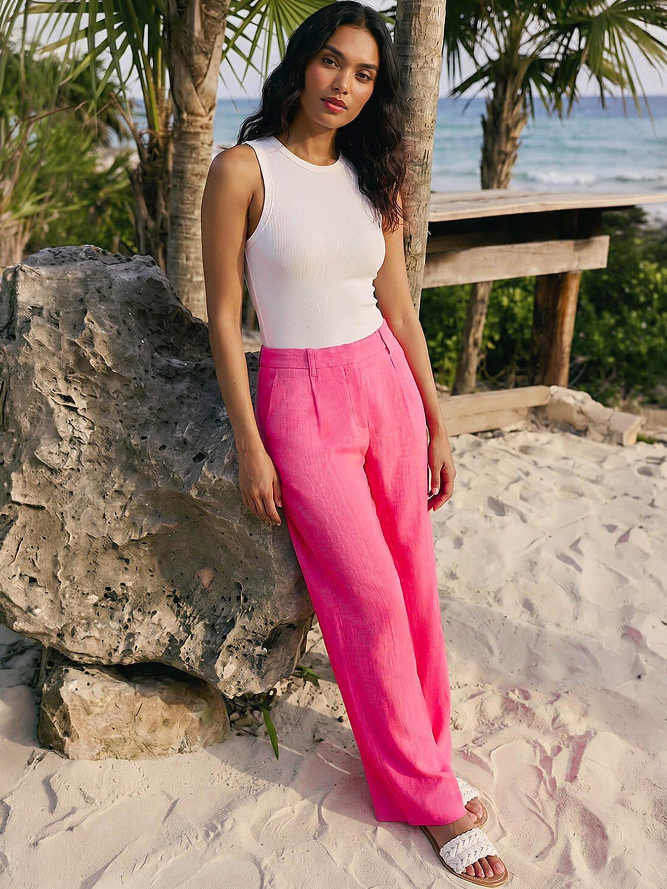 Roman Linen Mix Wide Leg Trousers