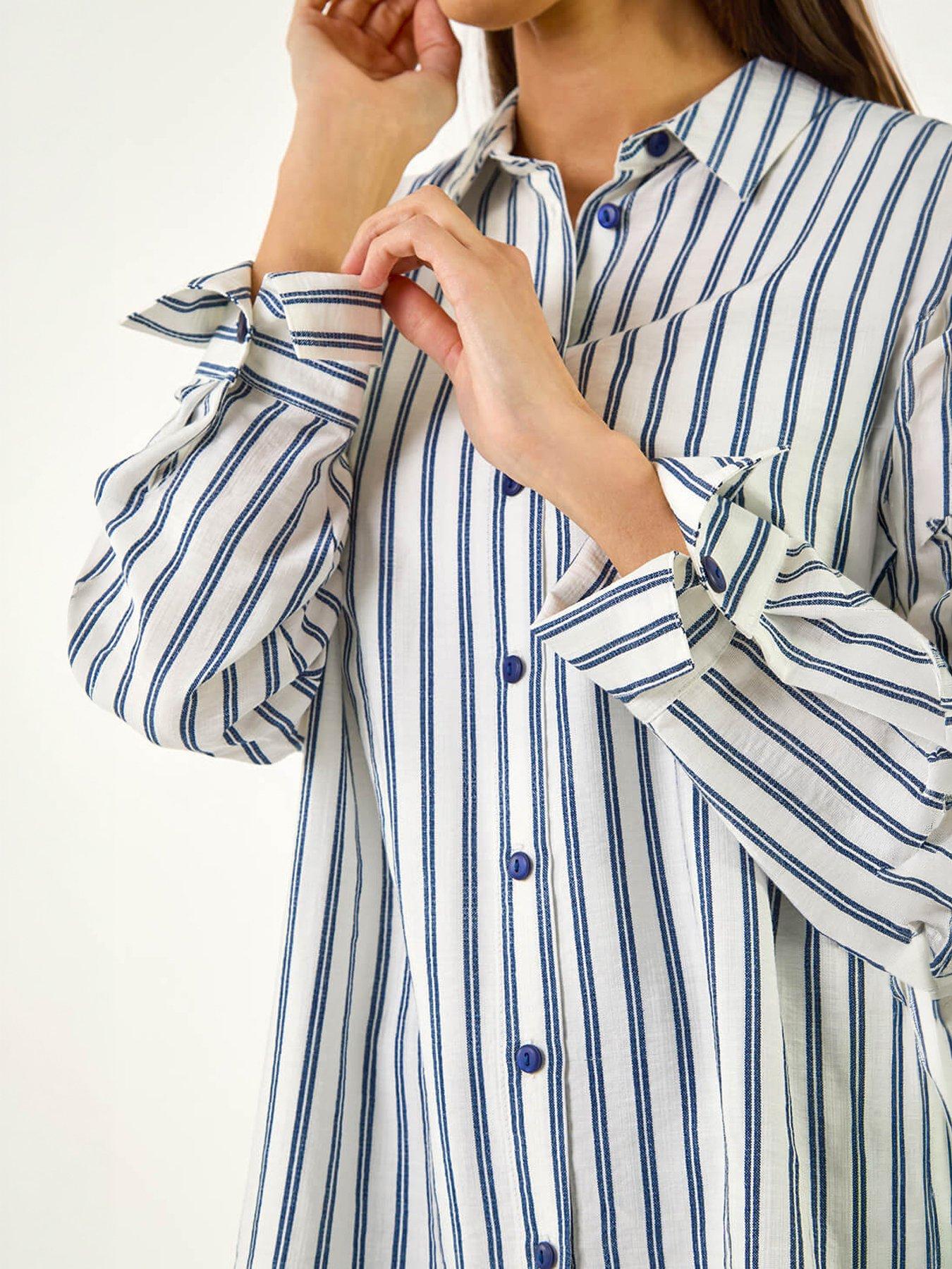 stillFront image of roman-stripe-print-button-blouse