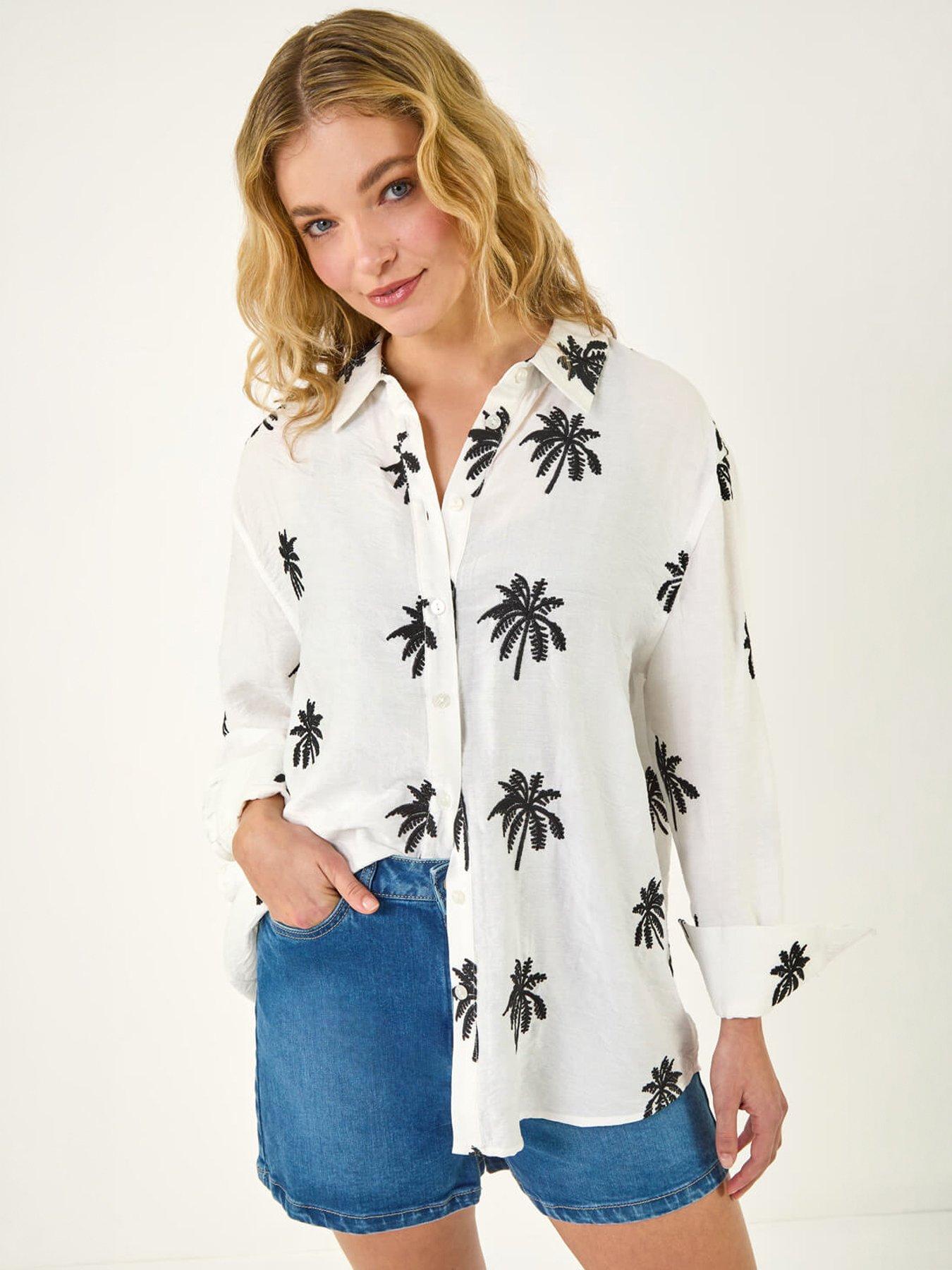Roman Dusk Palm Embroidered Shirt