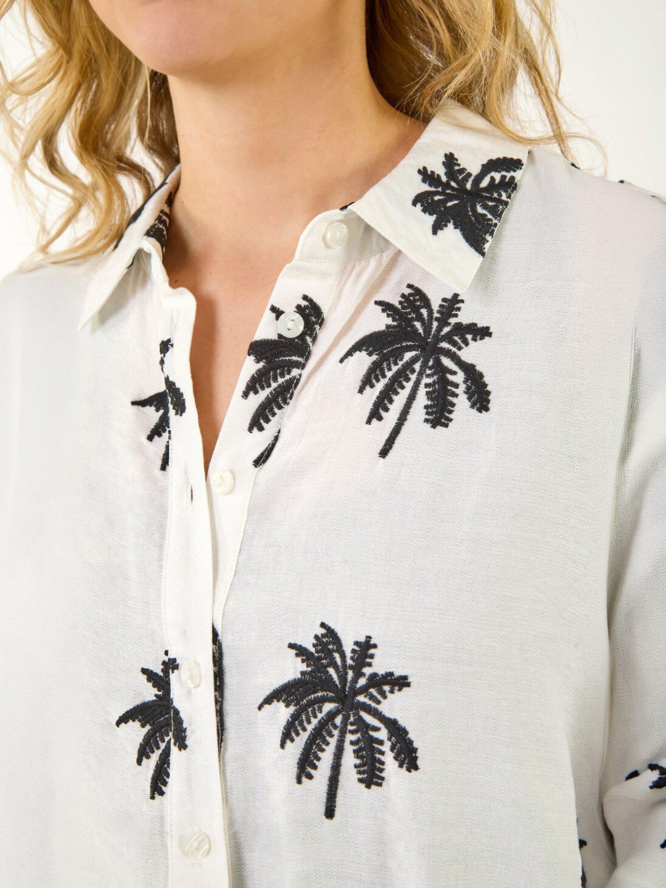  image of roman-dusk-palm-embroidered-shirt