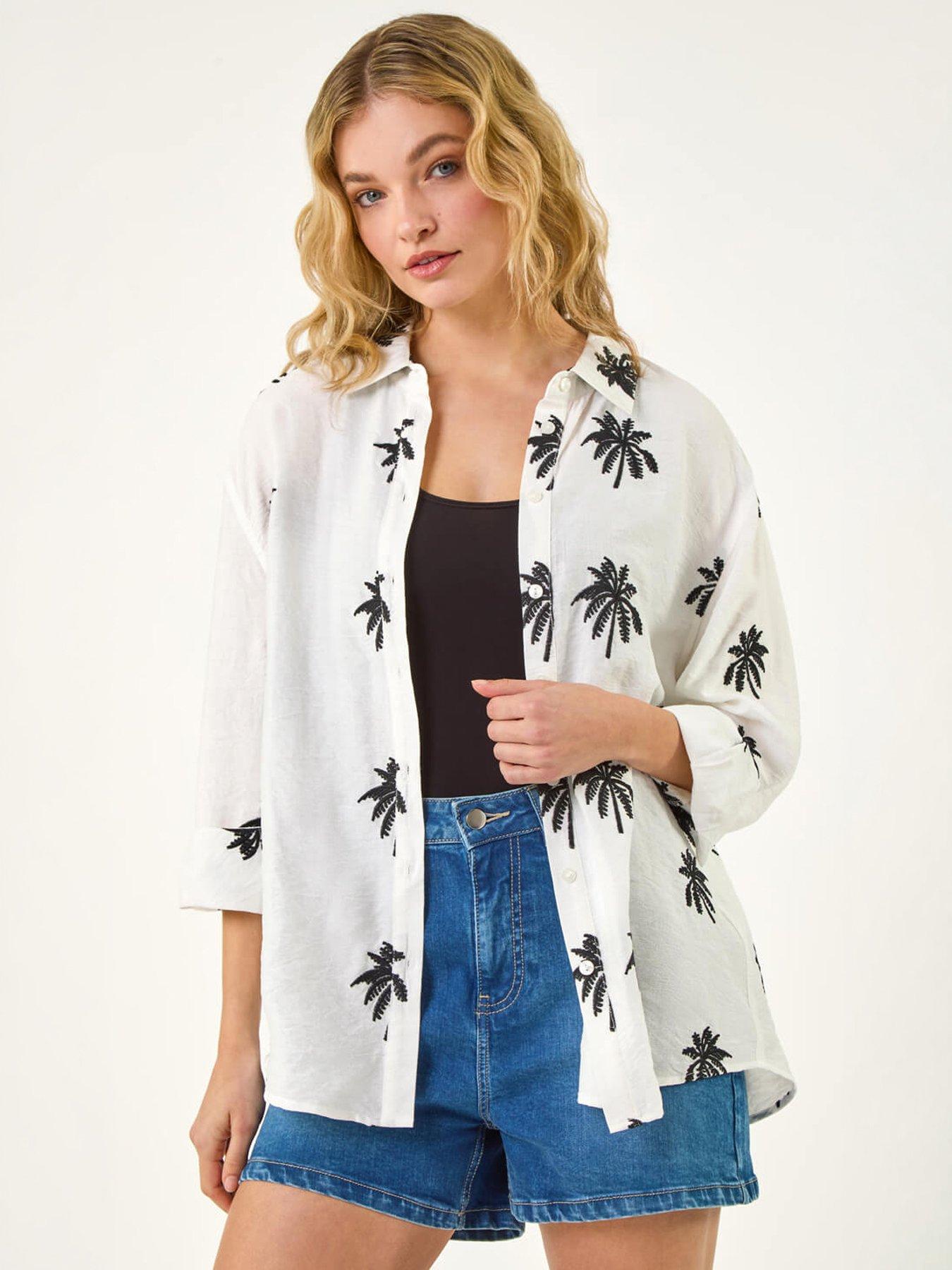  image of roman-dusk-palm-embroidered-shirt