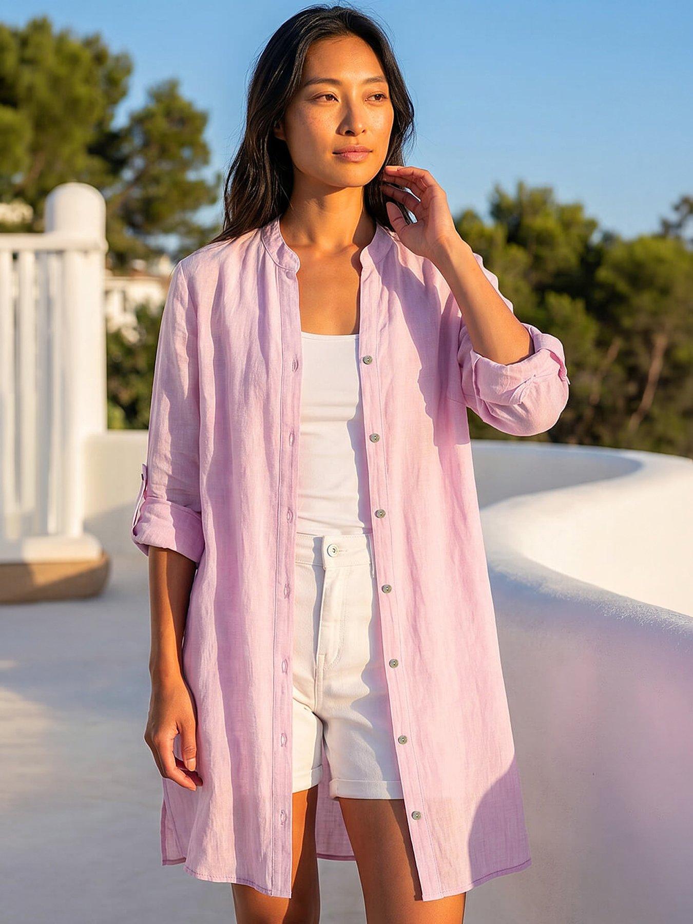 Roman Petite Cotton Front Button Overshirt